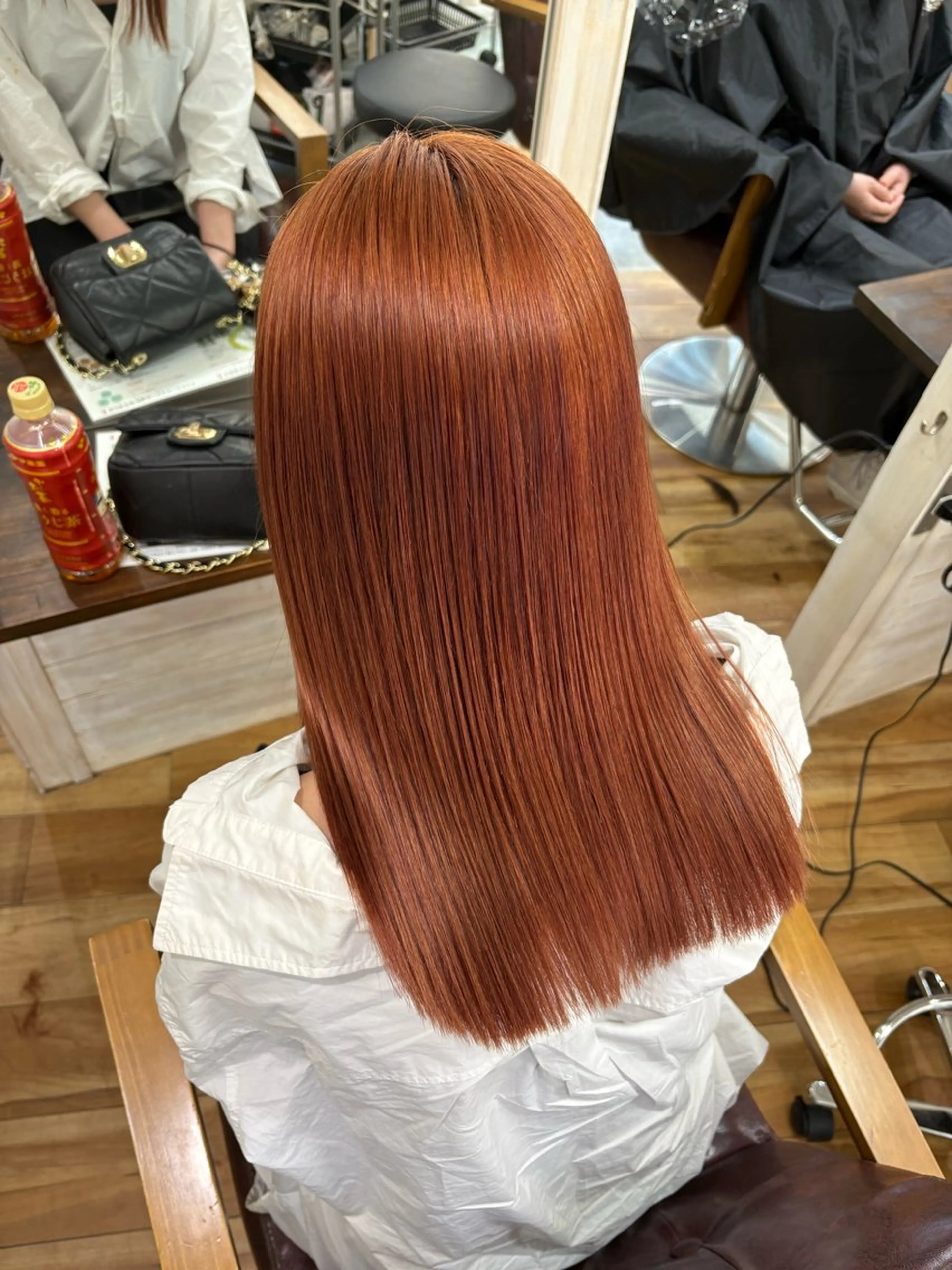 セミロング カラー ブリーチ オレンジ 韓国風ヘア ヘアカラー トリートメント SOYON西大寺店所属・ダブルカラー/ 髪質改善💎安藤のヘアスタイル