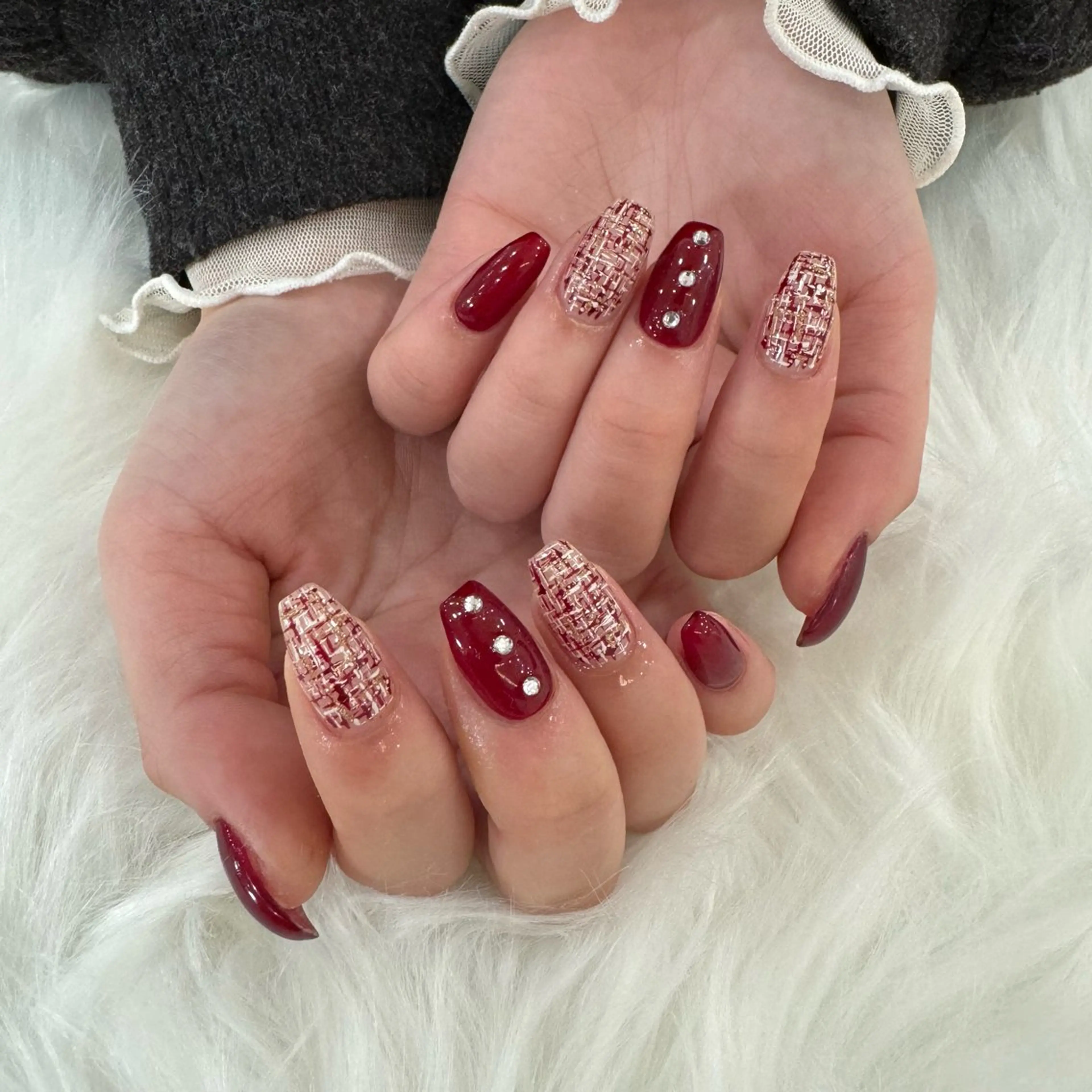 ネイル ツイードネイル 冬ネイル FLY Nail Salonのネイルデザイン