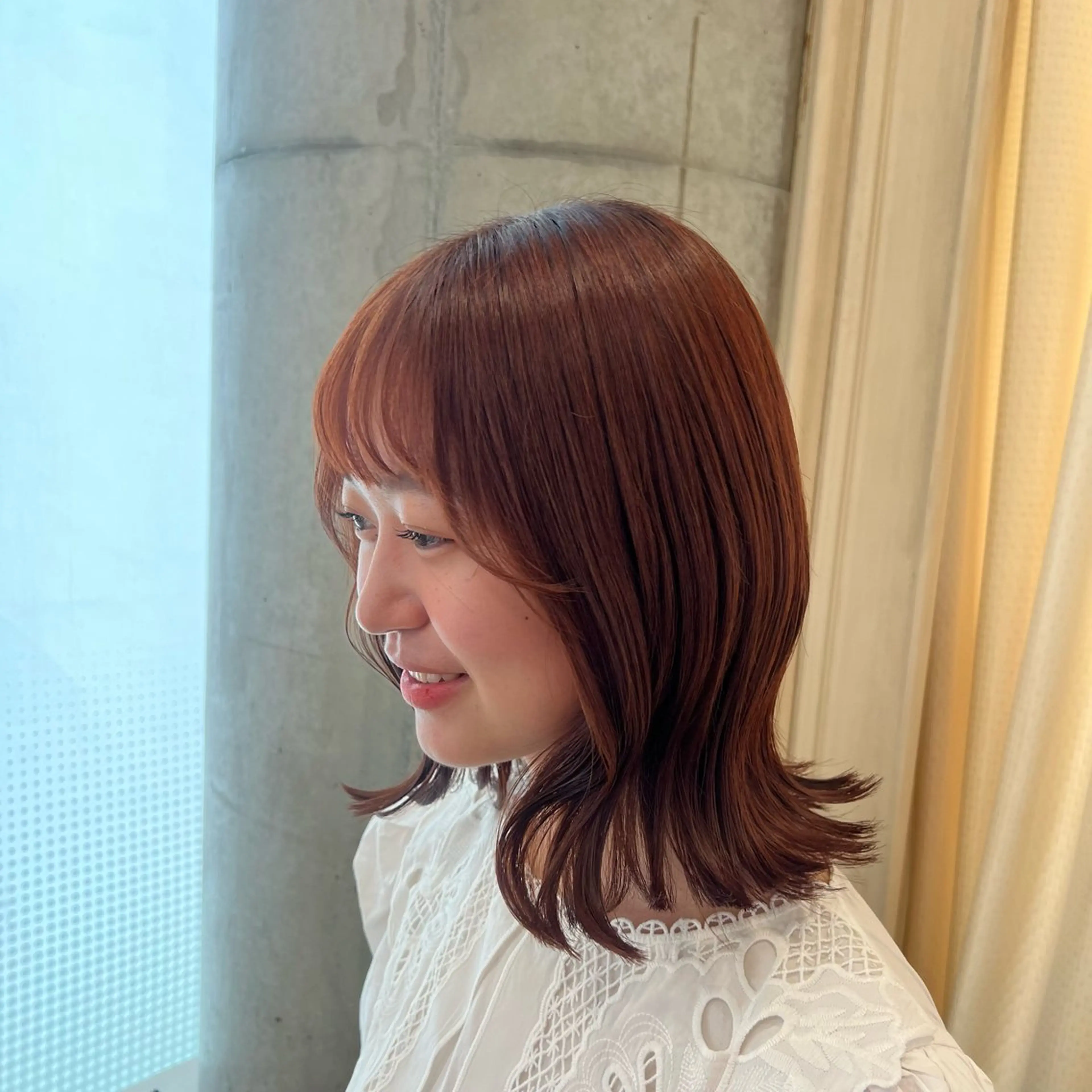 ミディアム カラー オレンジ SALOWIN川崎WEST店所属・🌷川崎/アレンジ/ 暖色ボブ/コトネ🌷のヘアスタイル
