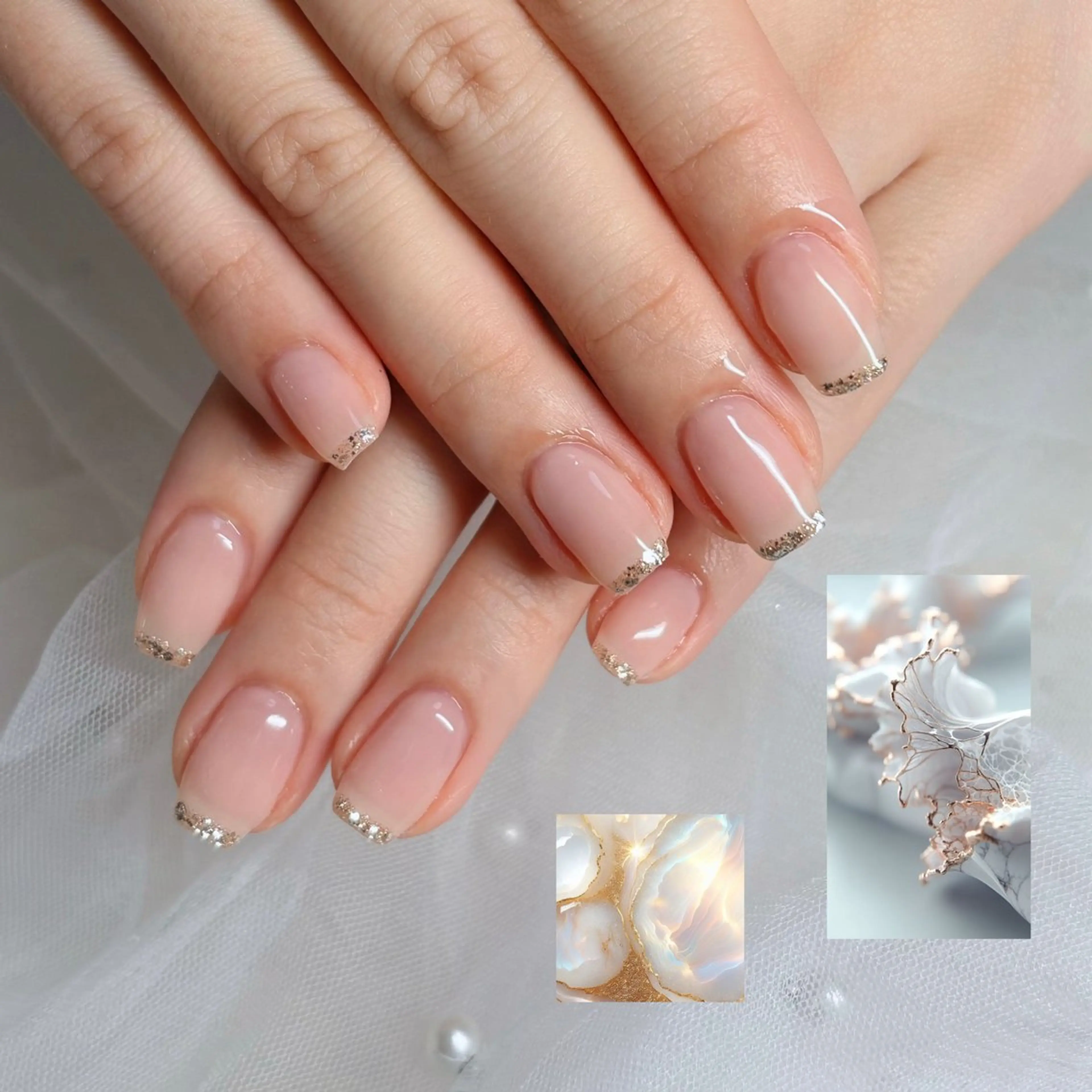 ネイル フレンチネイル ラメ(グリッター) ハンドネイル cerisier 坂本のネイルデザイン