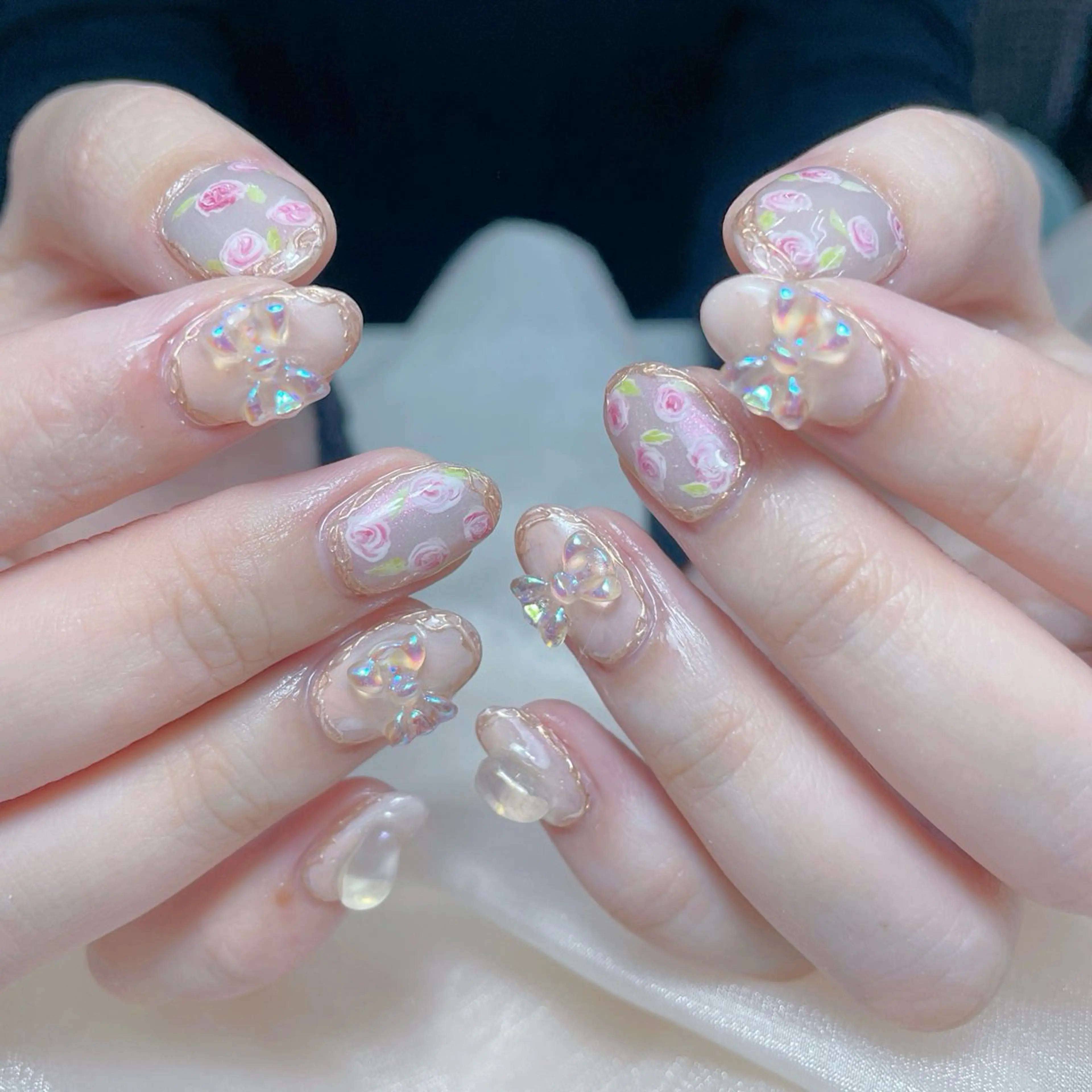ネイル アートネイル チークネイル クリアネイル ガーリー キラキラネイル ハンドネイル NailPrincess所属・princess スカルプ専門店のネイルデザイン