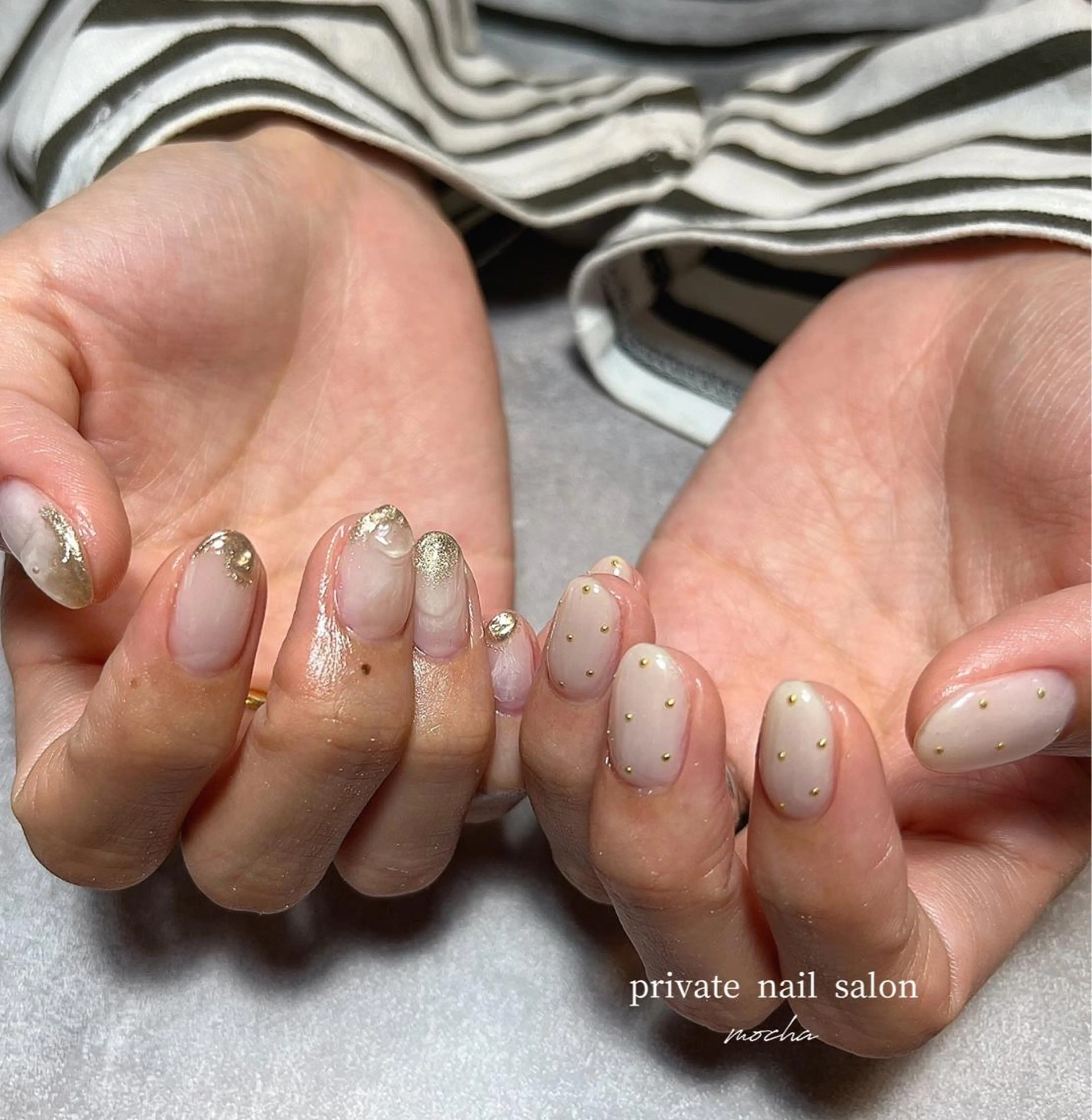 ネイル カジュアル チークネイル フレンチネイル ジェルネイル マグネットネイル ハンドネイル mocha nailのネイルデザイン