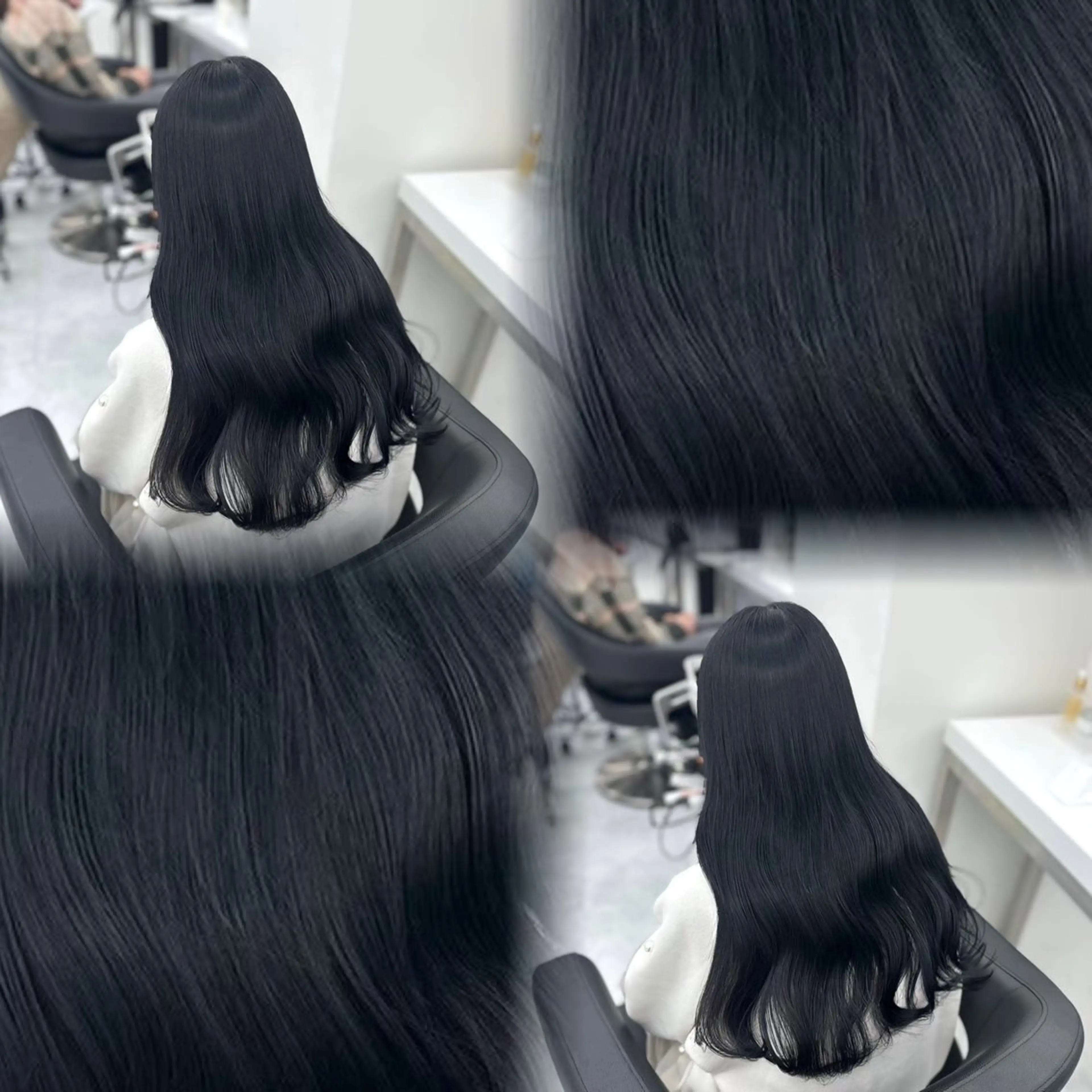 ロング カラー ヘアアレンジ メンズ 黒髪 ブルーカラー ブルーブラック 透明感カラー ヘアカラー トリートメント 🩰韓国ガーリー🏹 kotono🪽のヘアスタイル