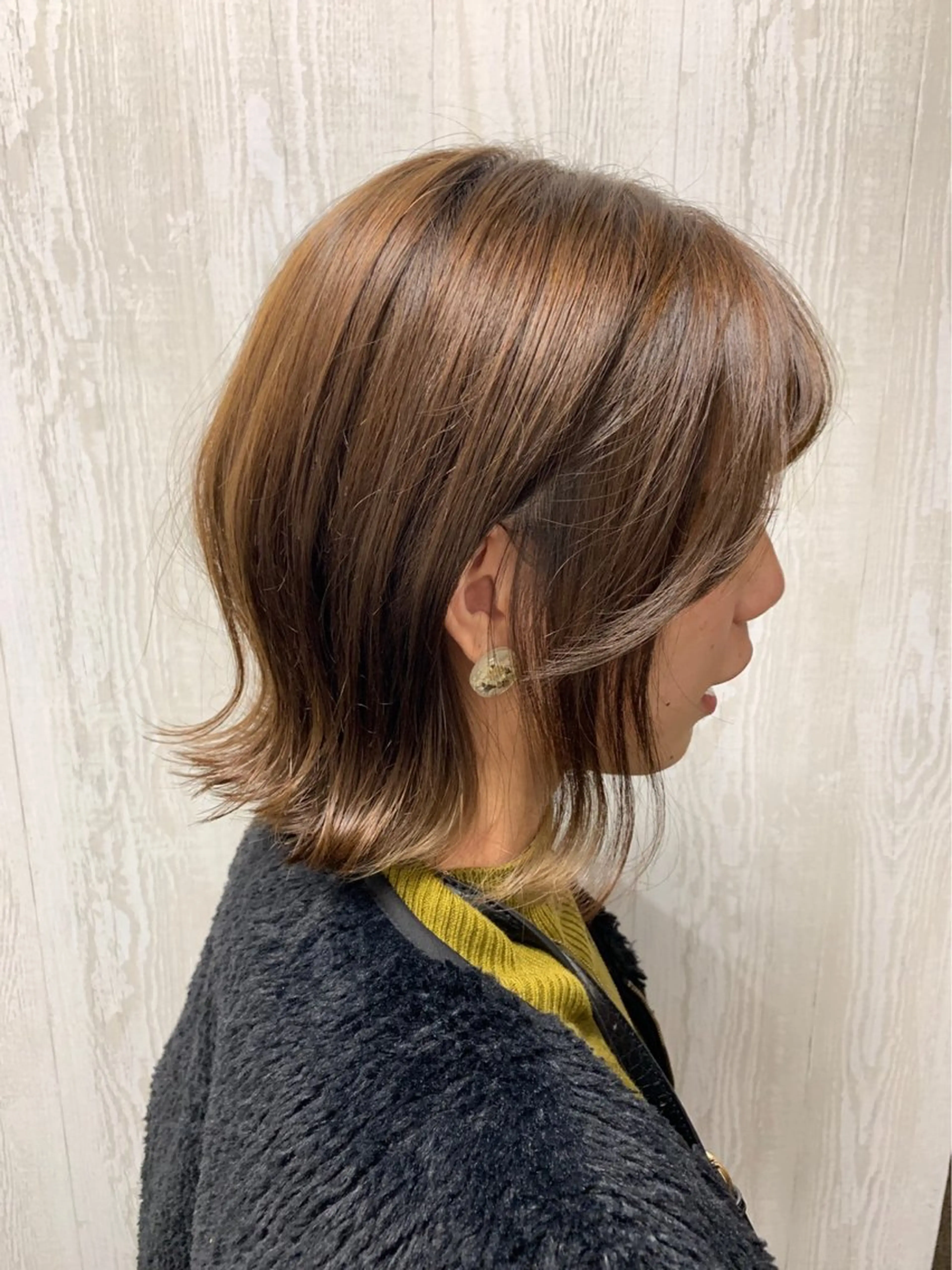 ミディアム ボブ カット ヘアカラー トリートメント TELA HAIR古淵所属・竹原 徹のヘアスタイル