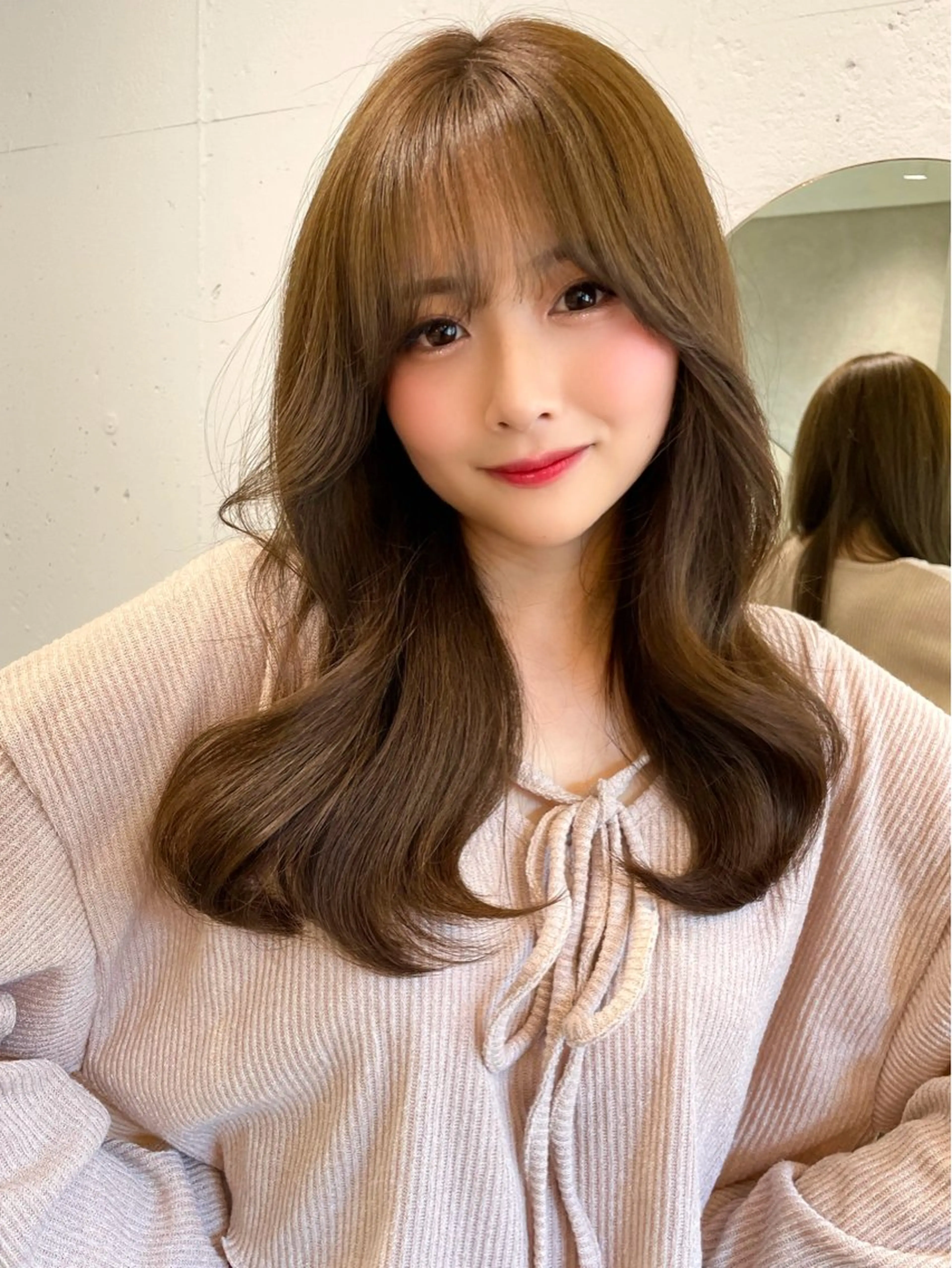 セミロング カラー ベージュカラー ブリーチ ケアブリーチ 透明感カラー グレージュ カット ヘアカラー トリートメント 韓国ヘア🤍顔周り/ 髪質改善✨/林遼一郎のヘアスタイル