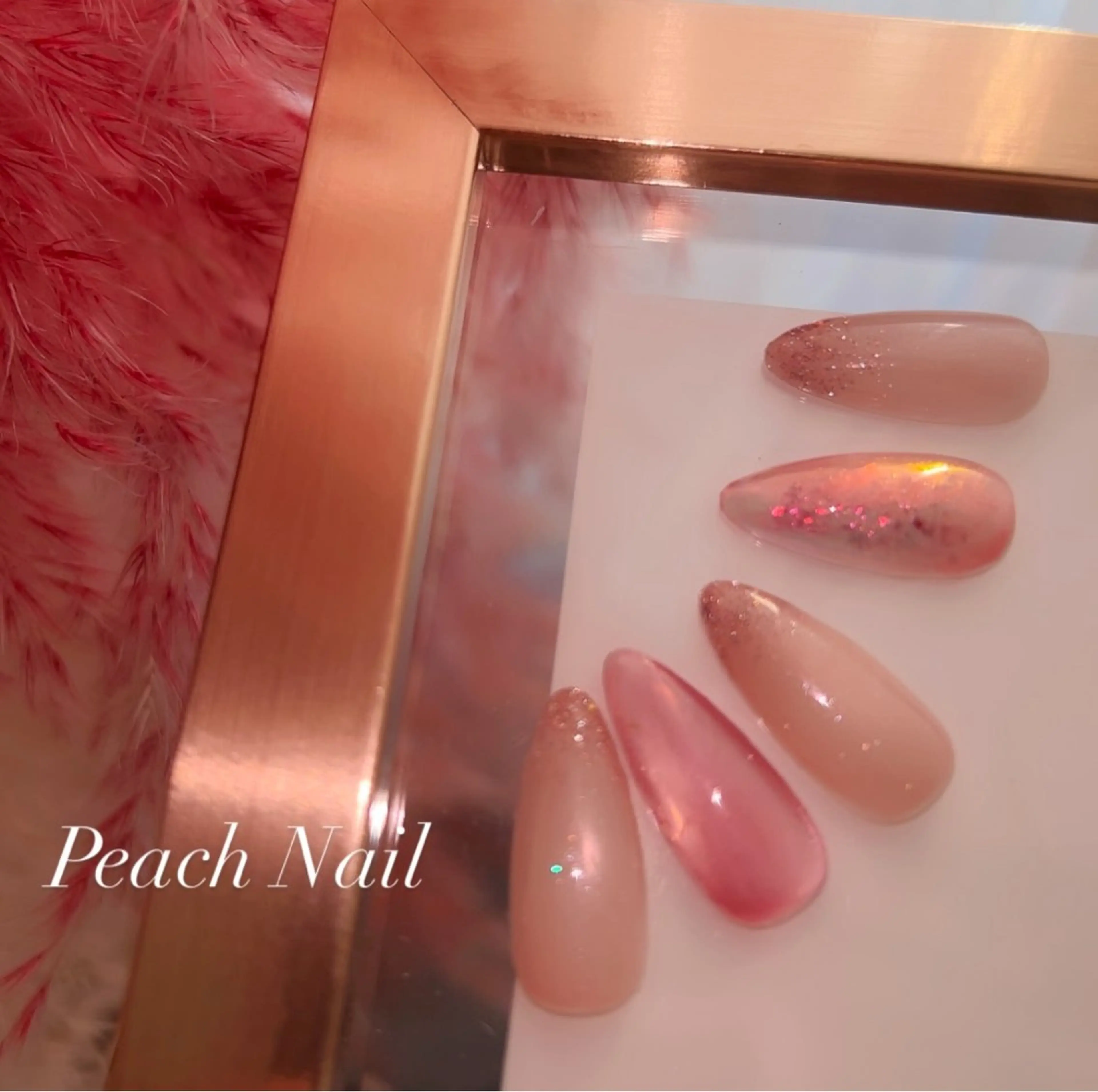 ネイル ラメ(グリッター) ピンク Peach nail 🍑kaoriのネイルデザイン