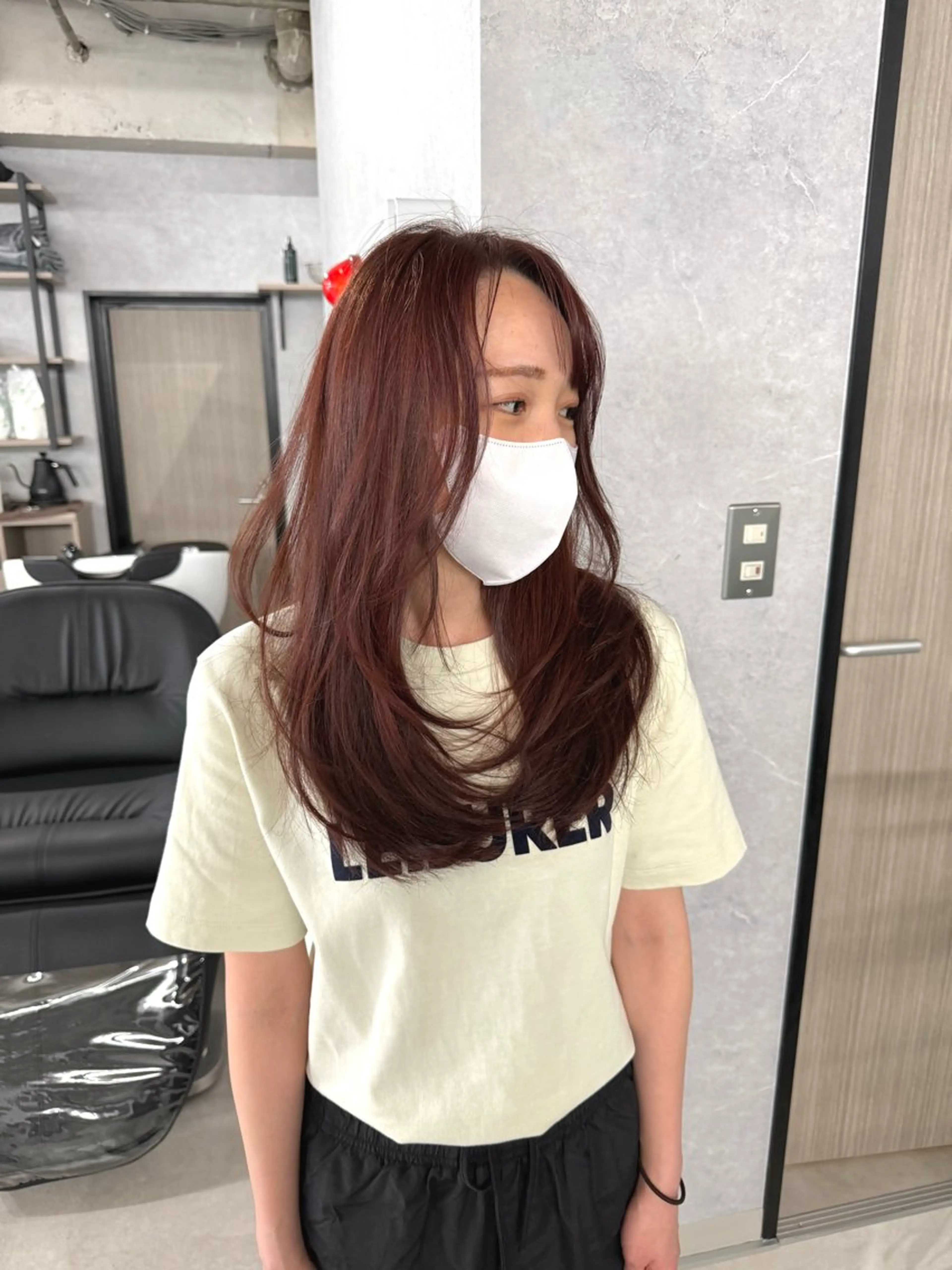 ロング カラー パーマ カシス 韓国風ヘア レイヤーカット カット 縮毛矯正 ✨美髪矯正&ショート の小林✨のヘアスタイル