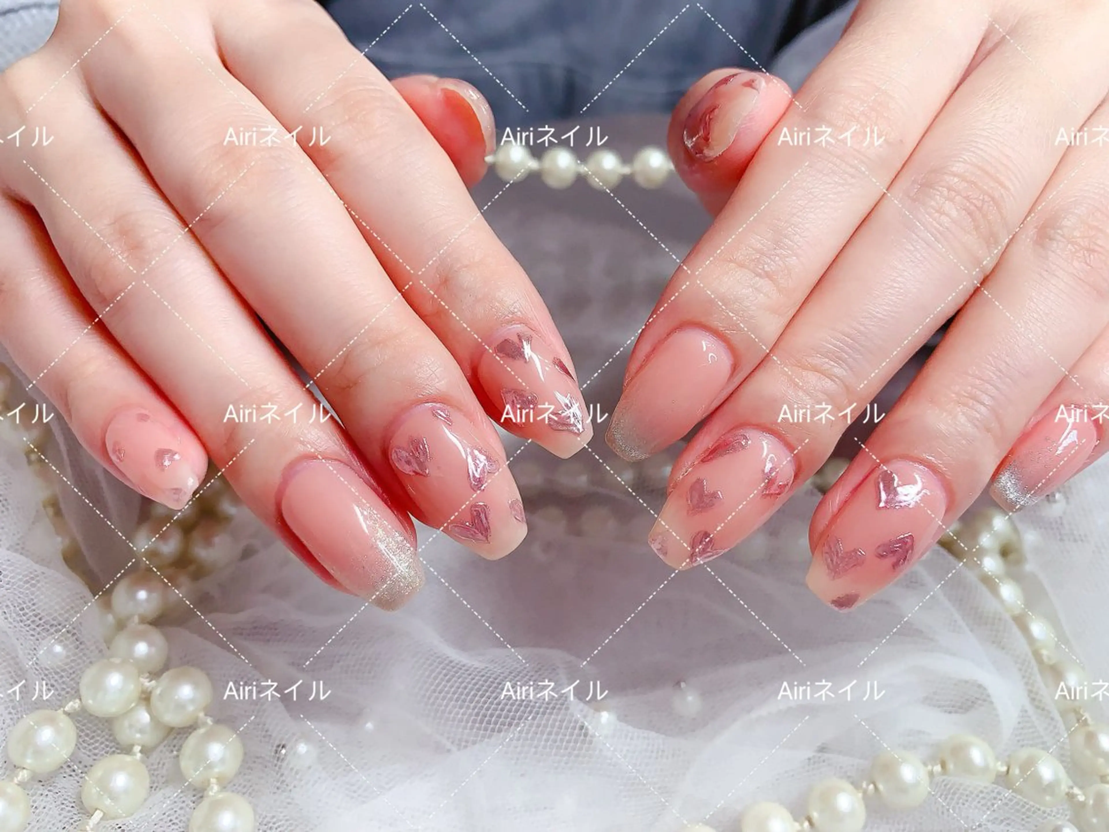 ネイル ハンドネイル ネイルサロンAiri 長さ出し·シンプルのネイルデザイン