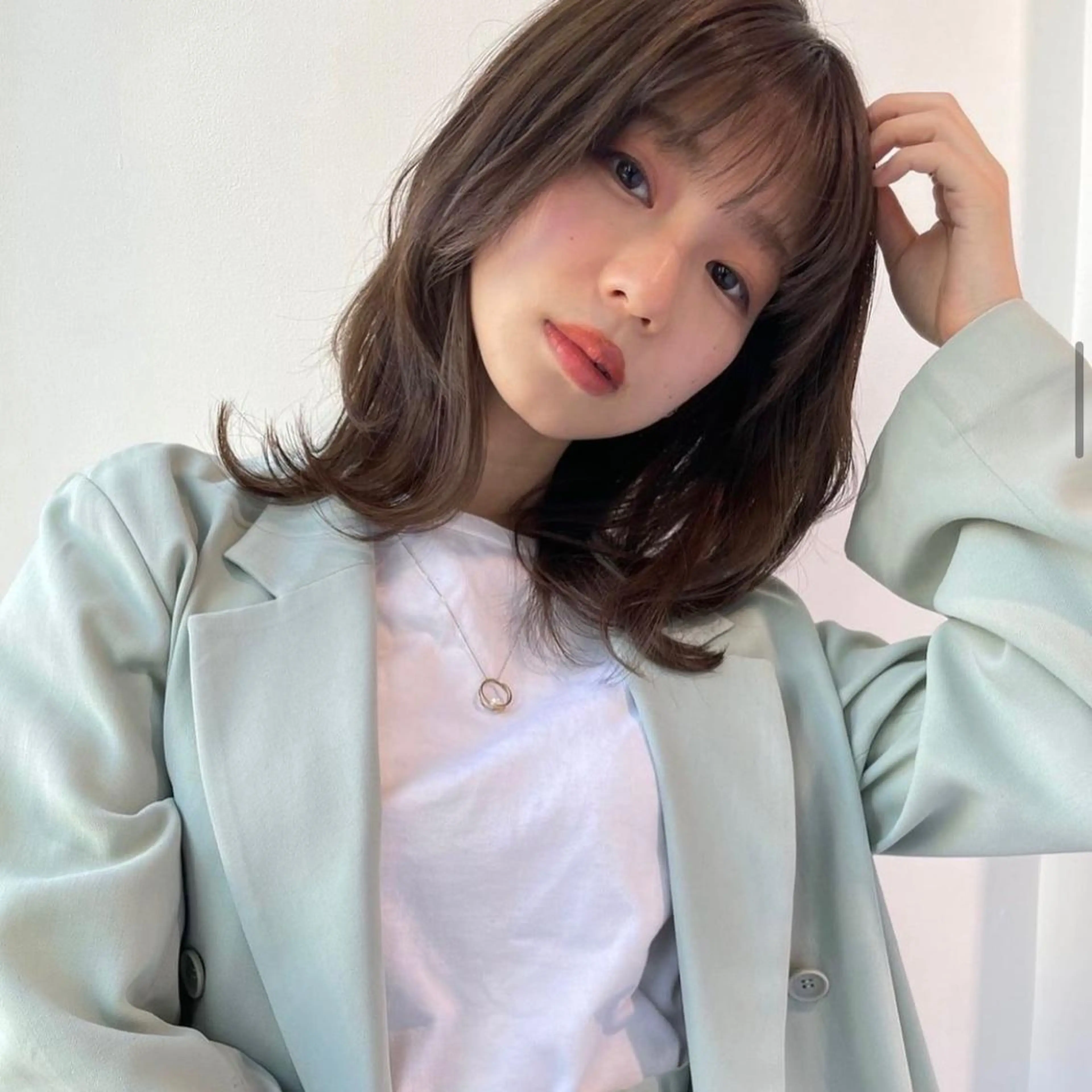 セミロング カット ヘアカラー トリートメント ヘッドスパ ヘアセット 透明感ラベンダー💗 SHOのヘアスタイル