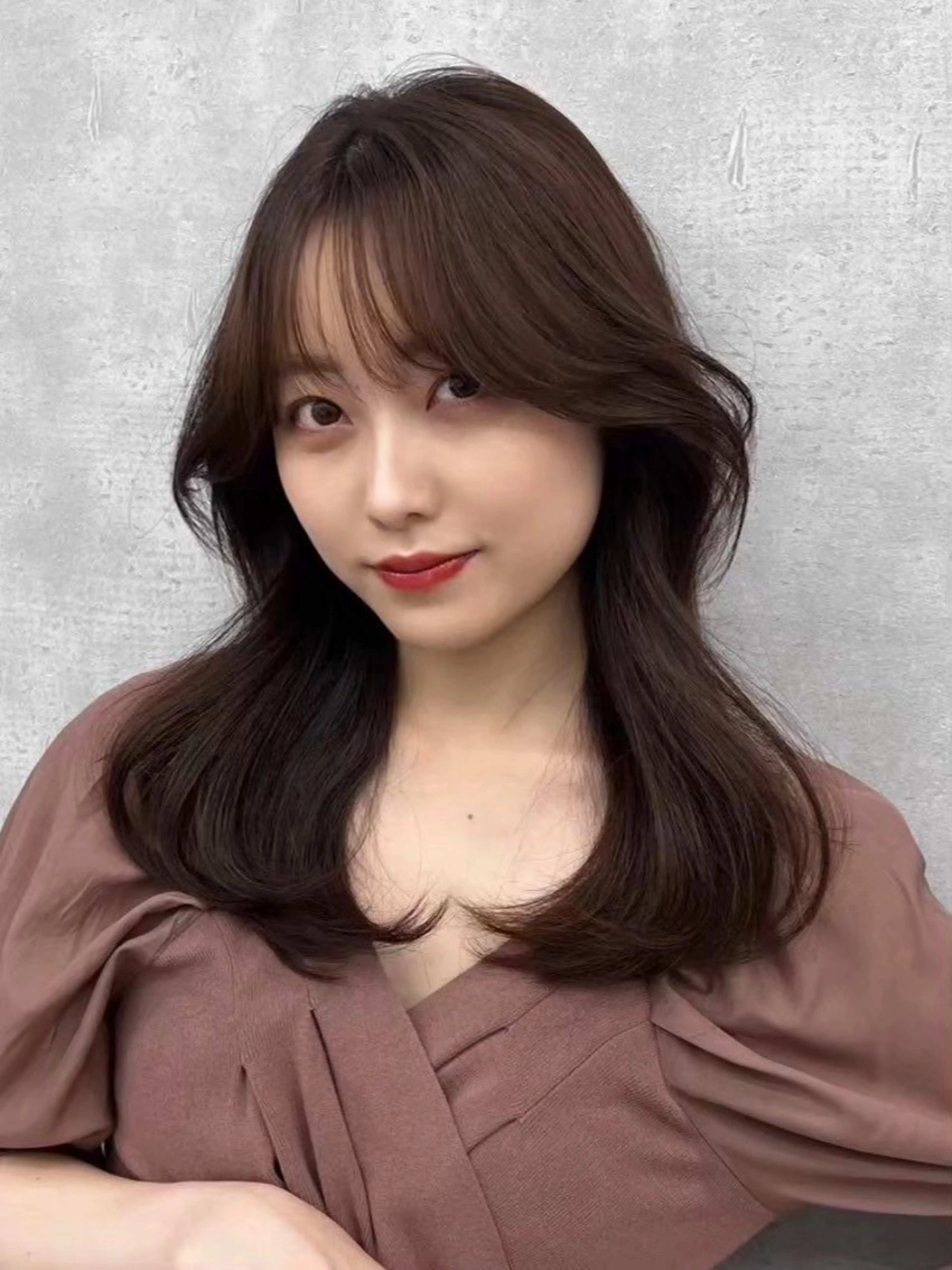 ミディアム カット ヘアカラー 天王寺/韓国ヘア/ 透明感カラーのヘアスタイル