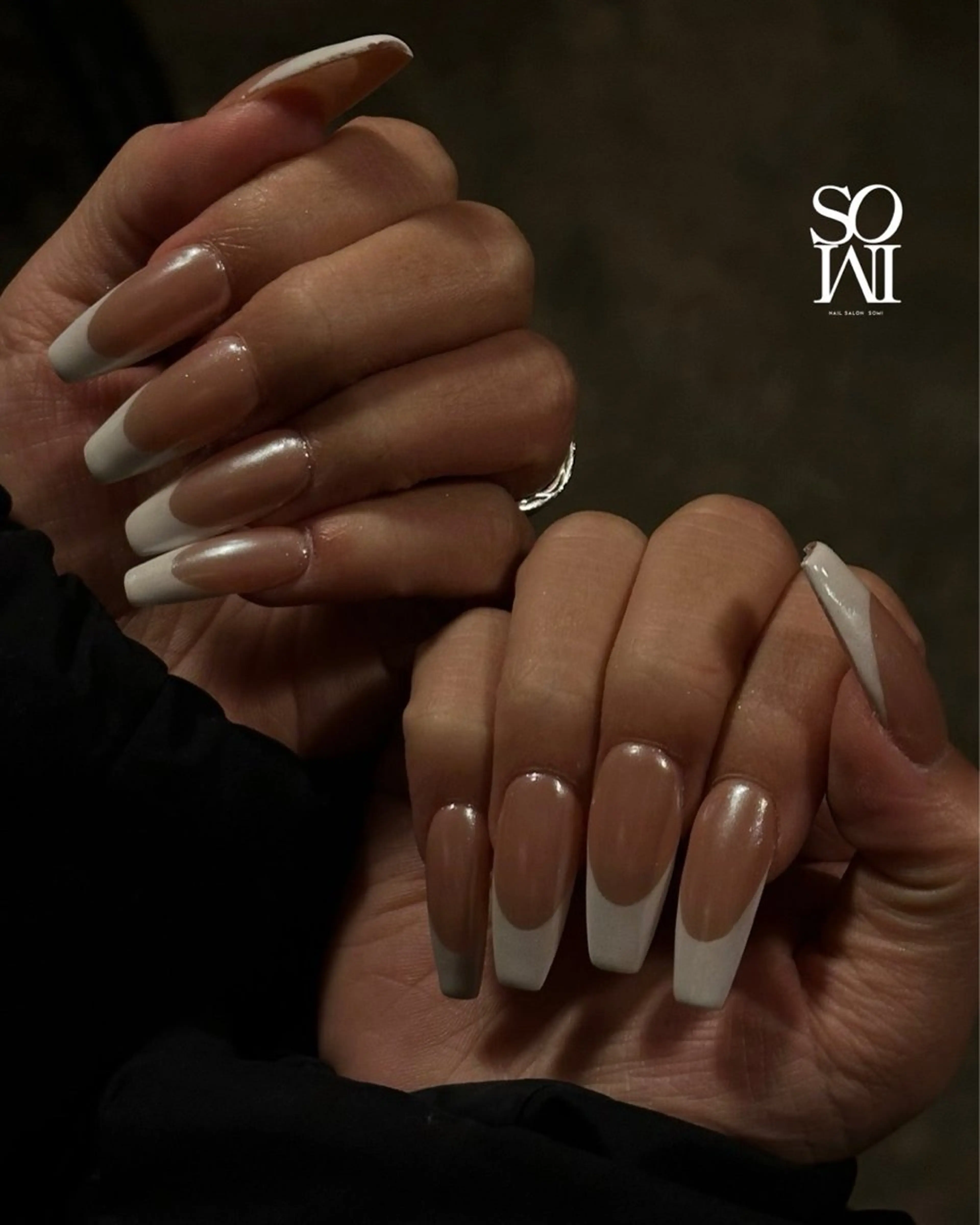 ネイル オーロラネイル フレンチネイル ホワイト ハンドネイル NAIL SALON SOMI所属・町田 NAIL SALON SOMIのネイルデザイン