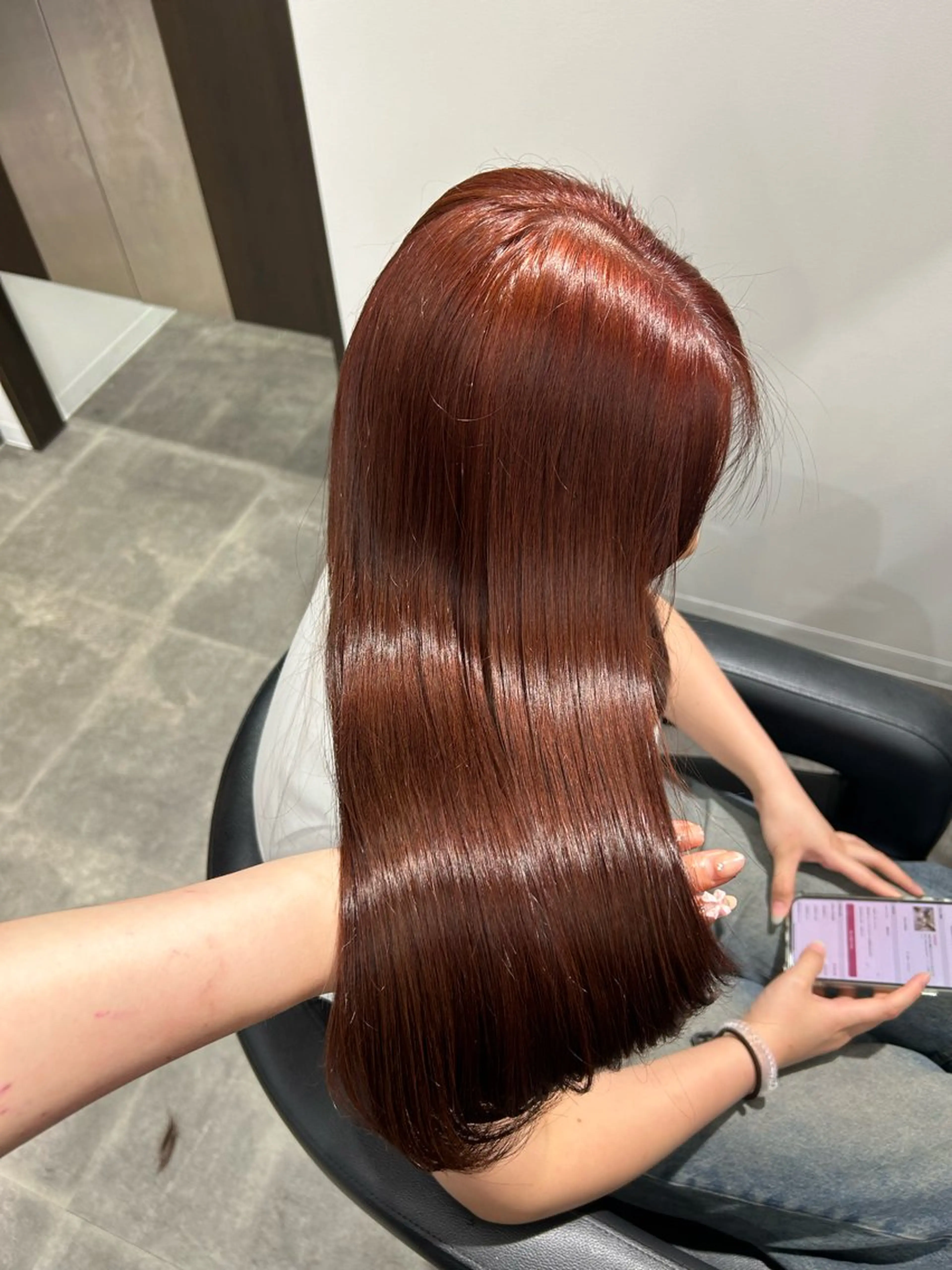 セミロング カラー ヘアアレンジ ブラウンカラー オレンジ オレンジブラウン トリートメント ヘッドスパ ヘアセット 💗うる艶モテ髪 💗髪質改善✨🫧のヘアスタイル