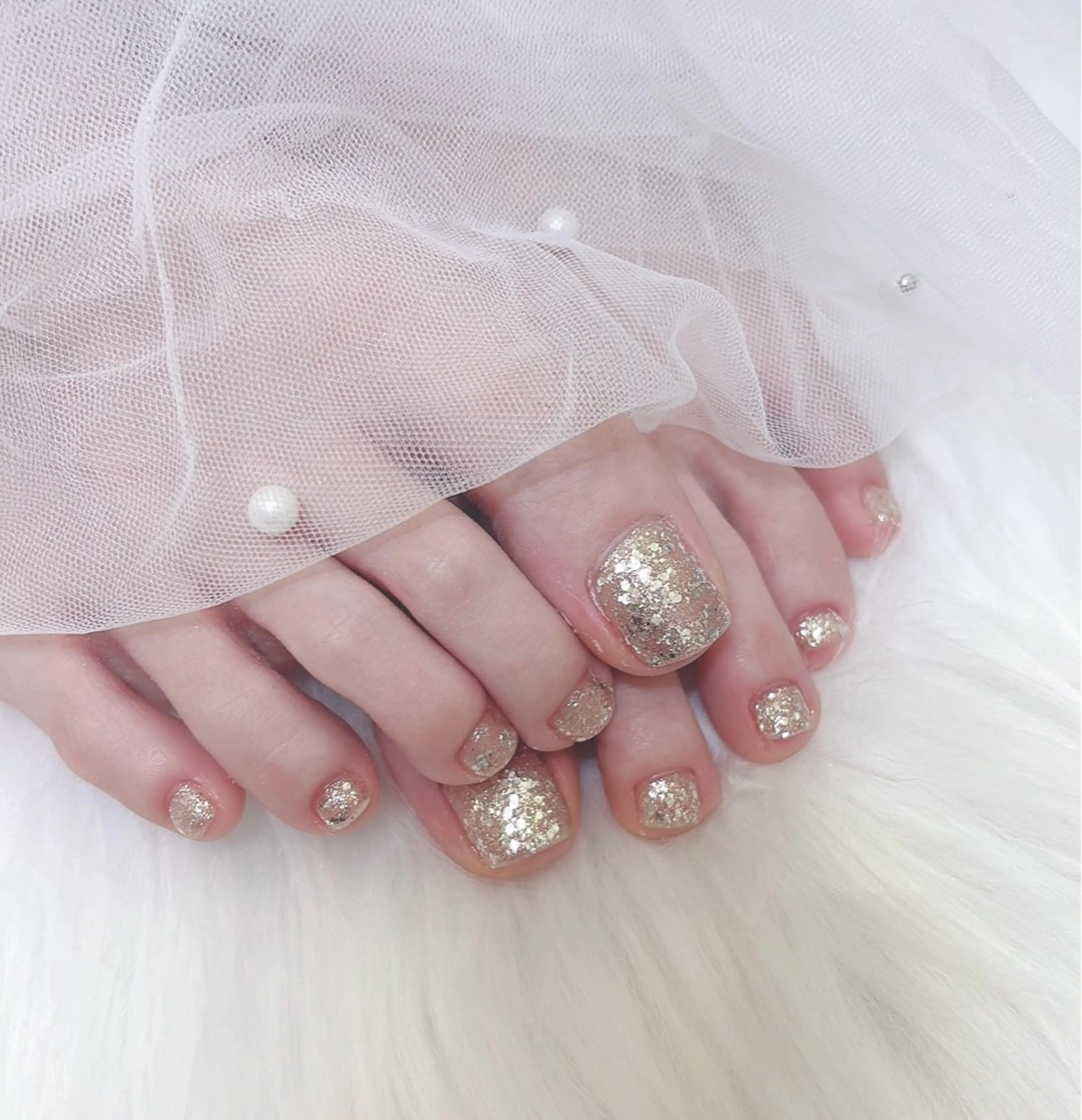 ネイル フットネイル キラキラネイル ラメ(グリッター) aba nail ♡ akuaのネイルデザイン
