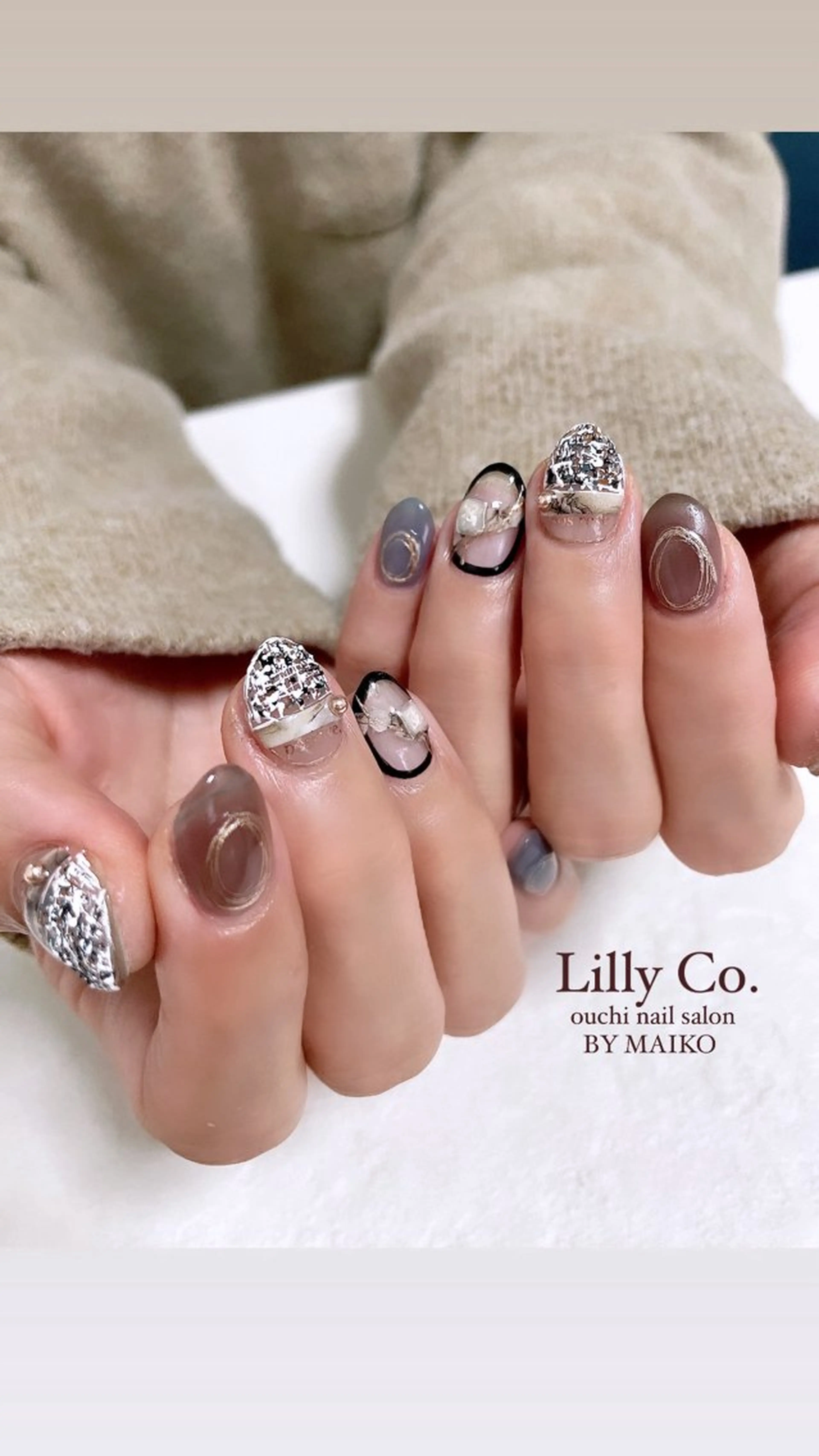 ネイル ツイードネイル ハンドネイル ハンドケア Lilly Co.のネイルデザイン