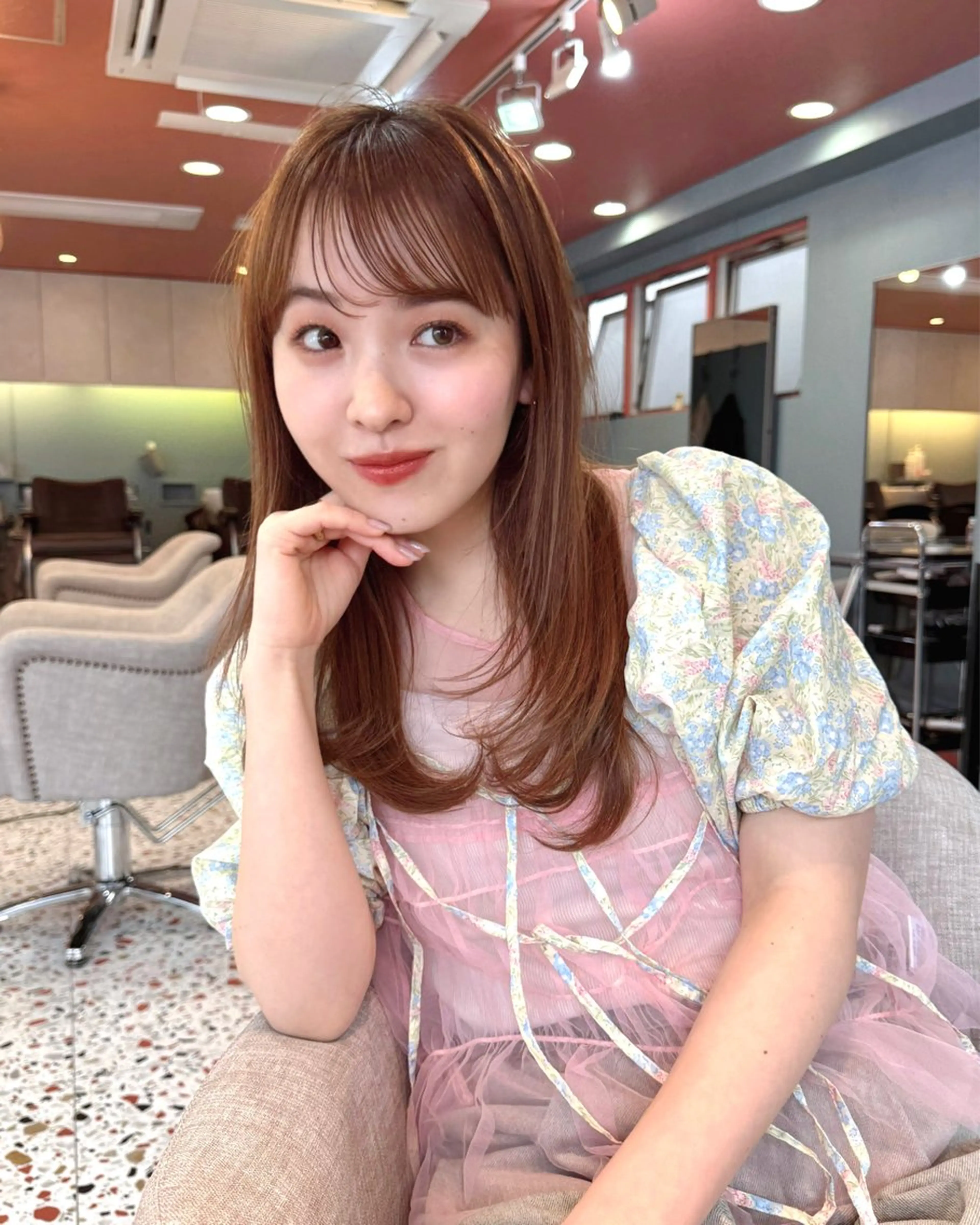 セミロング カラー レイヤーカット ヘアカラー パーマモデル募集中 🎀華澄のヘアスタイル