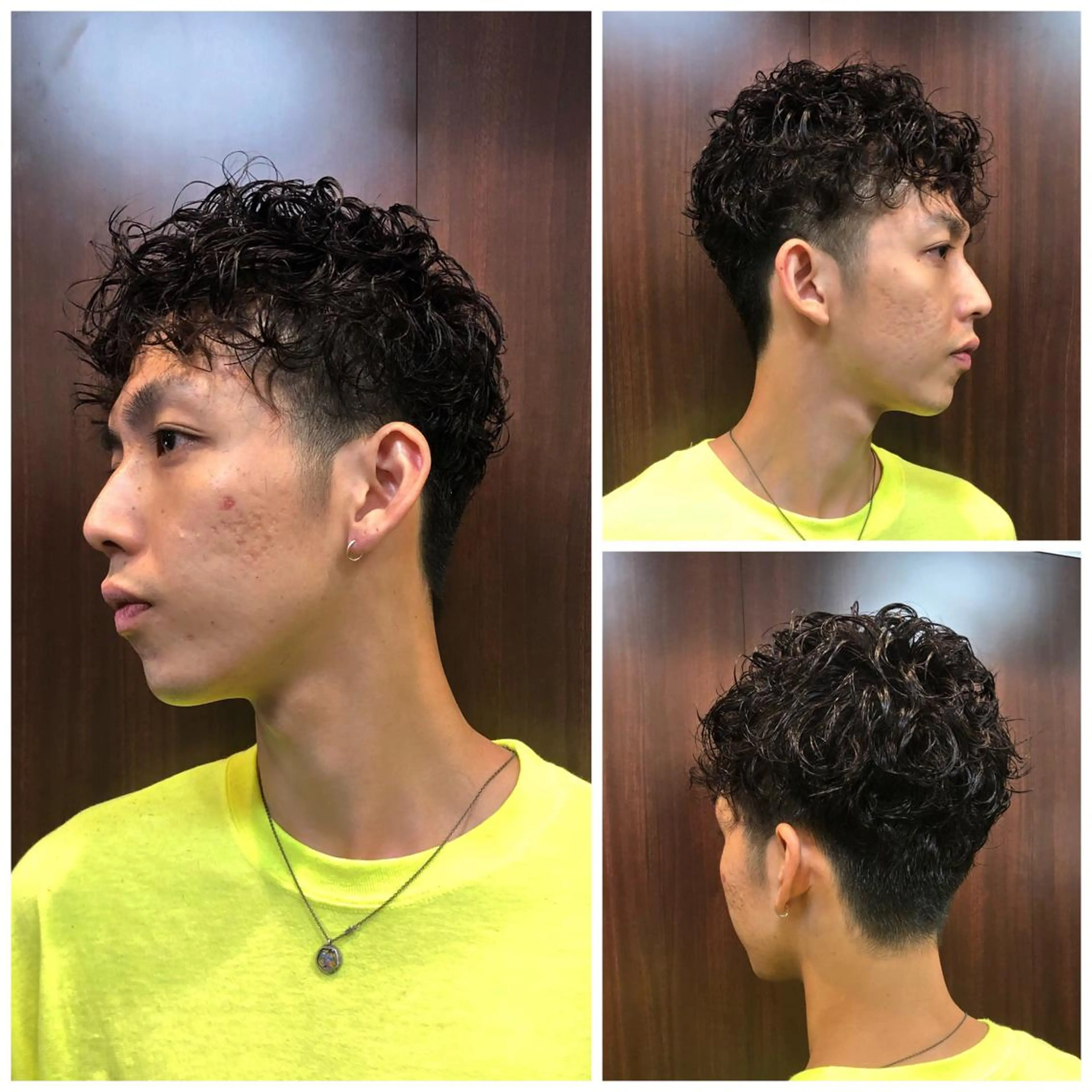 ミディアム パーマ メンズ カット パーマ 銀座メンズ ビジネスショートのヘアスタイル