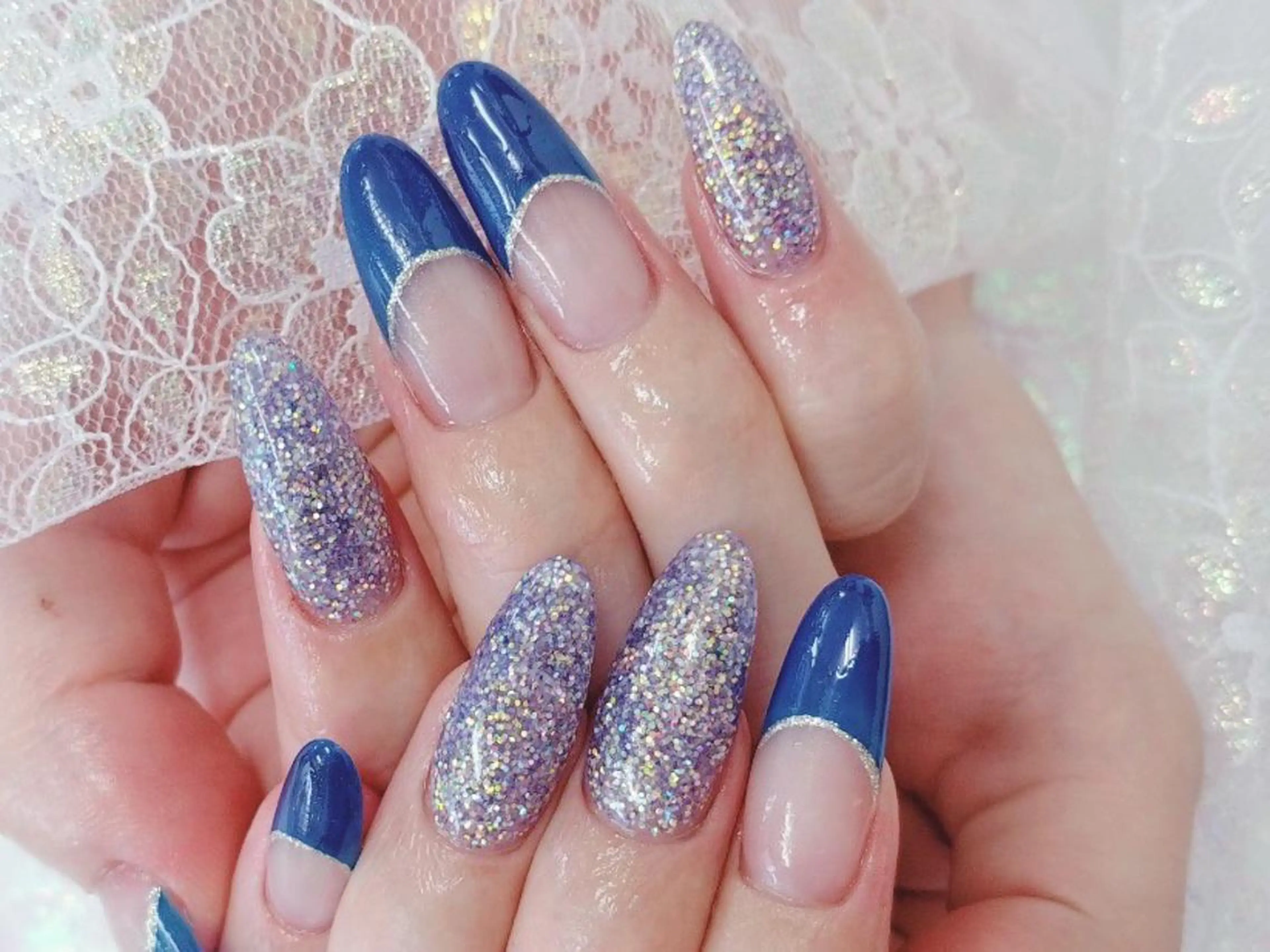 ネイル フレンチネイル ラメ(グリッター) スカルプネイル ハンドネイル Nail lieNのネイルデザイン