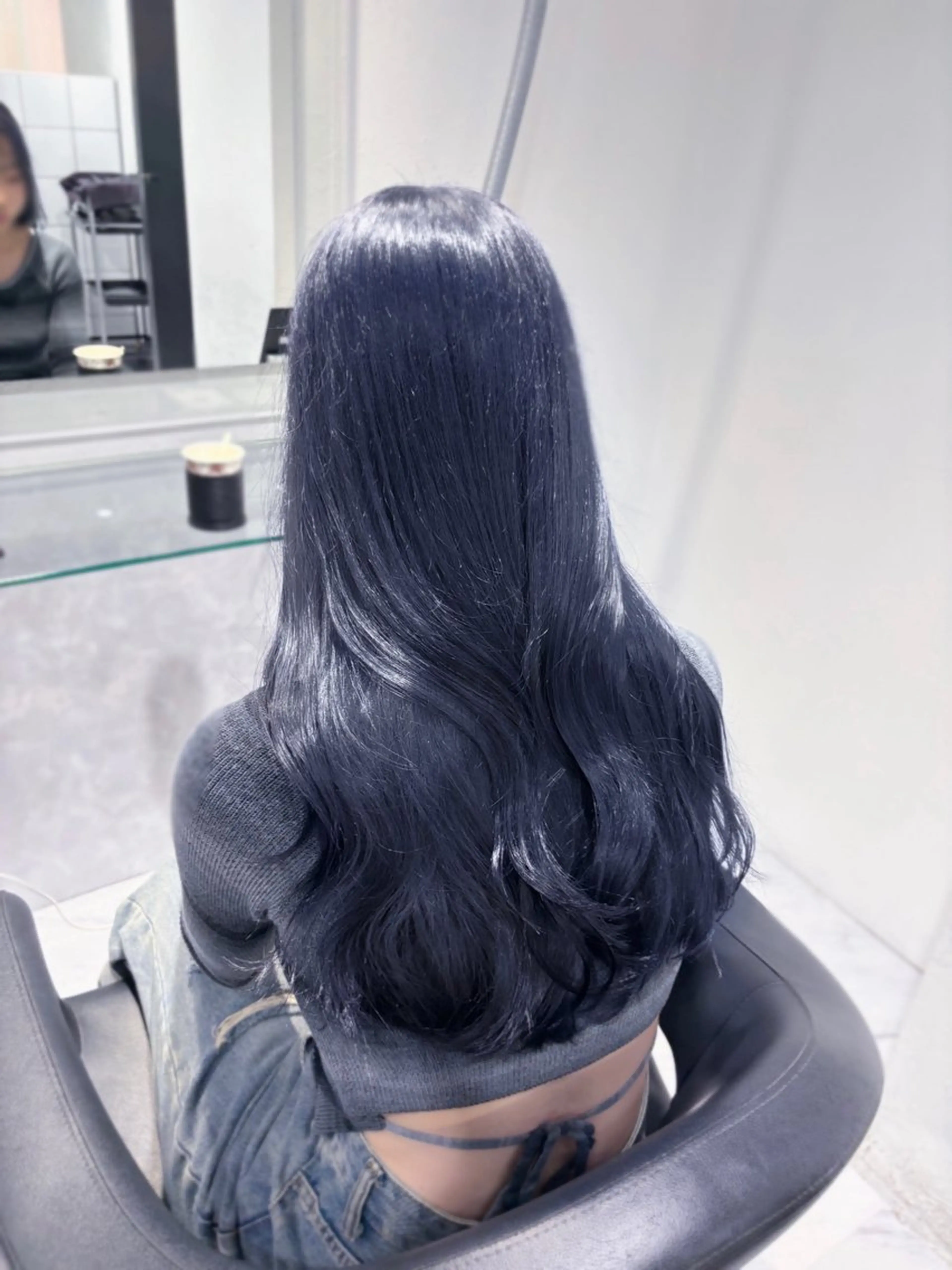 ロング カラー ブリーチ ブルーカラー ブルーラベンダー ケアブリーチ ラベンダーカラー 表参道♡暗髪^ྀི 艶カラー♡アユミのヘアスタイル