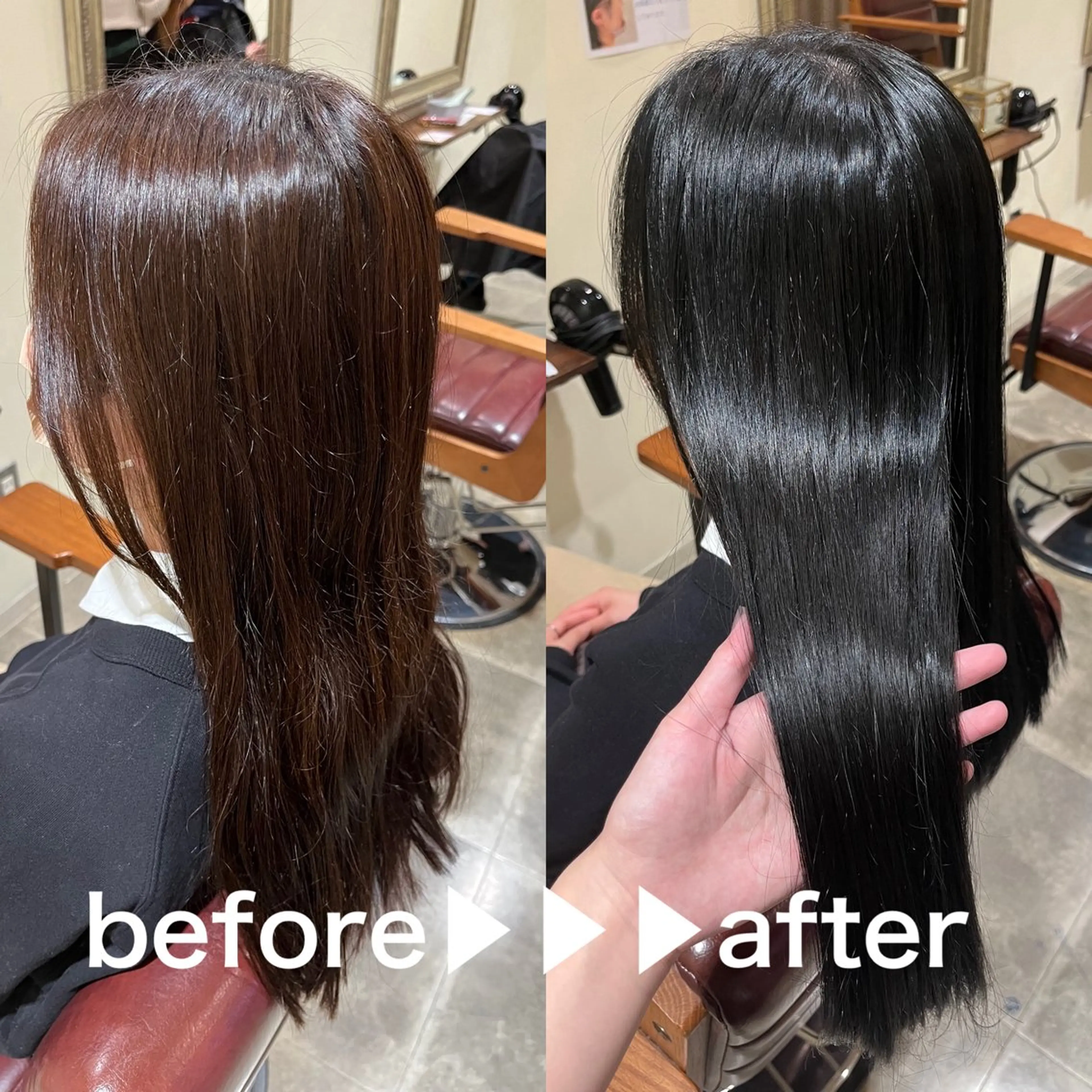 ロング カラー ヘアアレンジ 黒髪 ブルーカラー ブルーブラック トリートメント 西川 舞彩のヘアスタイル