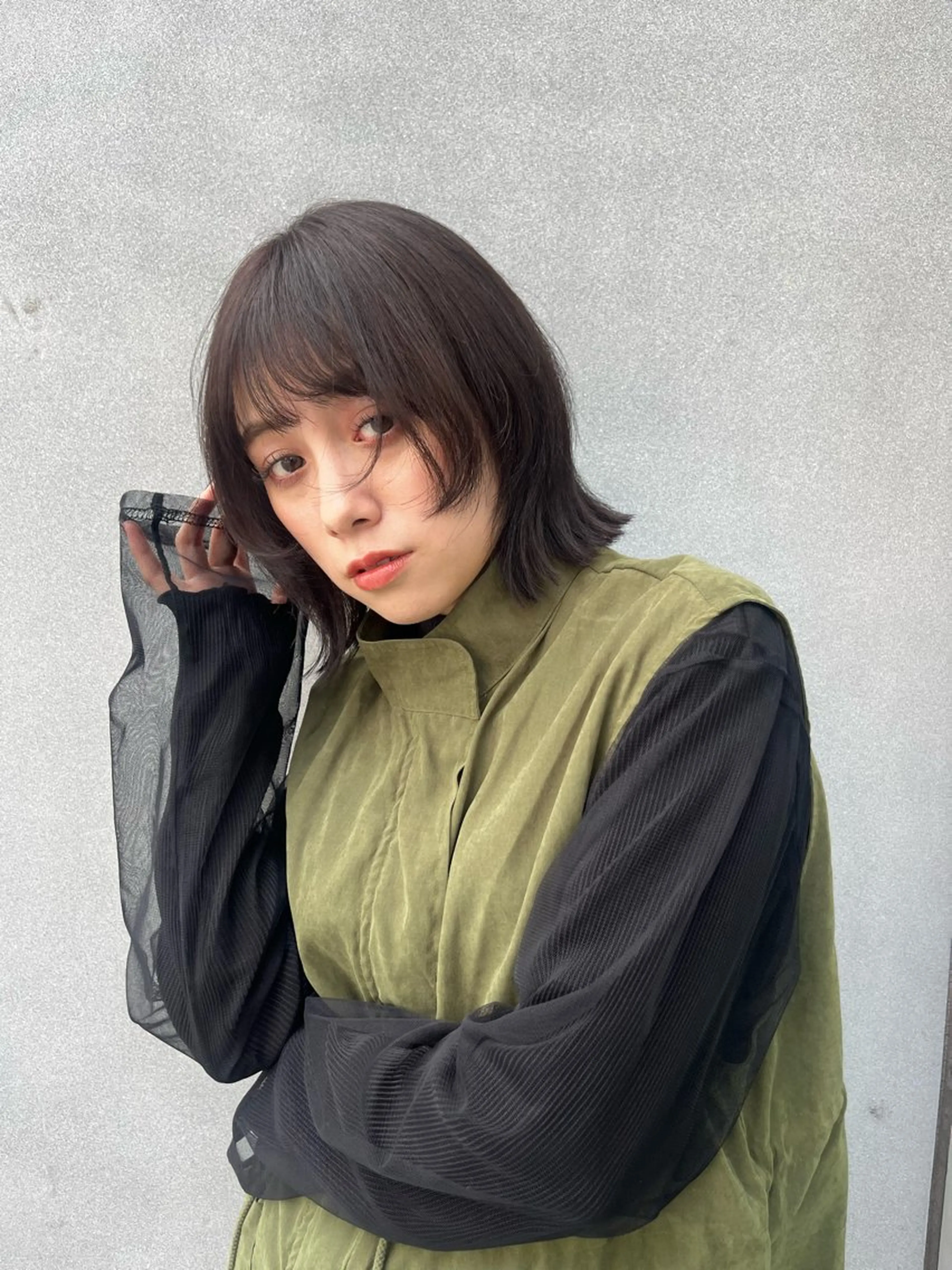 ショート ボブレイヤー ボブ 顔まわりレイヤー レイヤーカット パーマ/ボブパーマ 艶カラー/坂本小夏のヘアスタイル