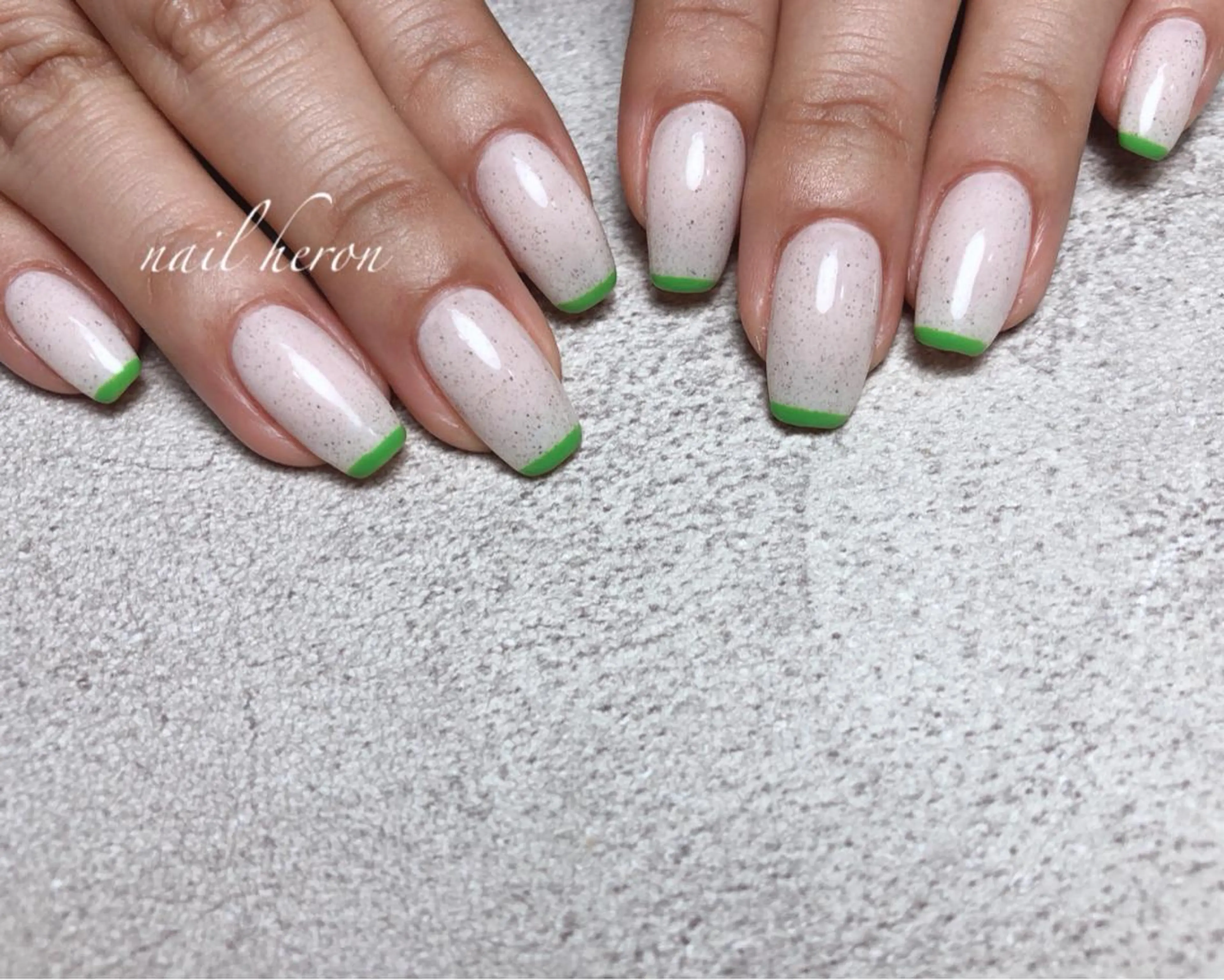ネイル フレンチネイル グリーン ハンドネイル nail heron所属・saki_ nail heronのその他イメージ