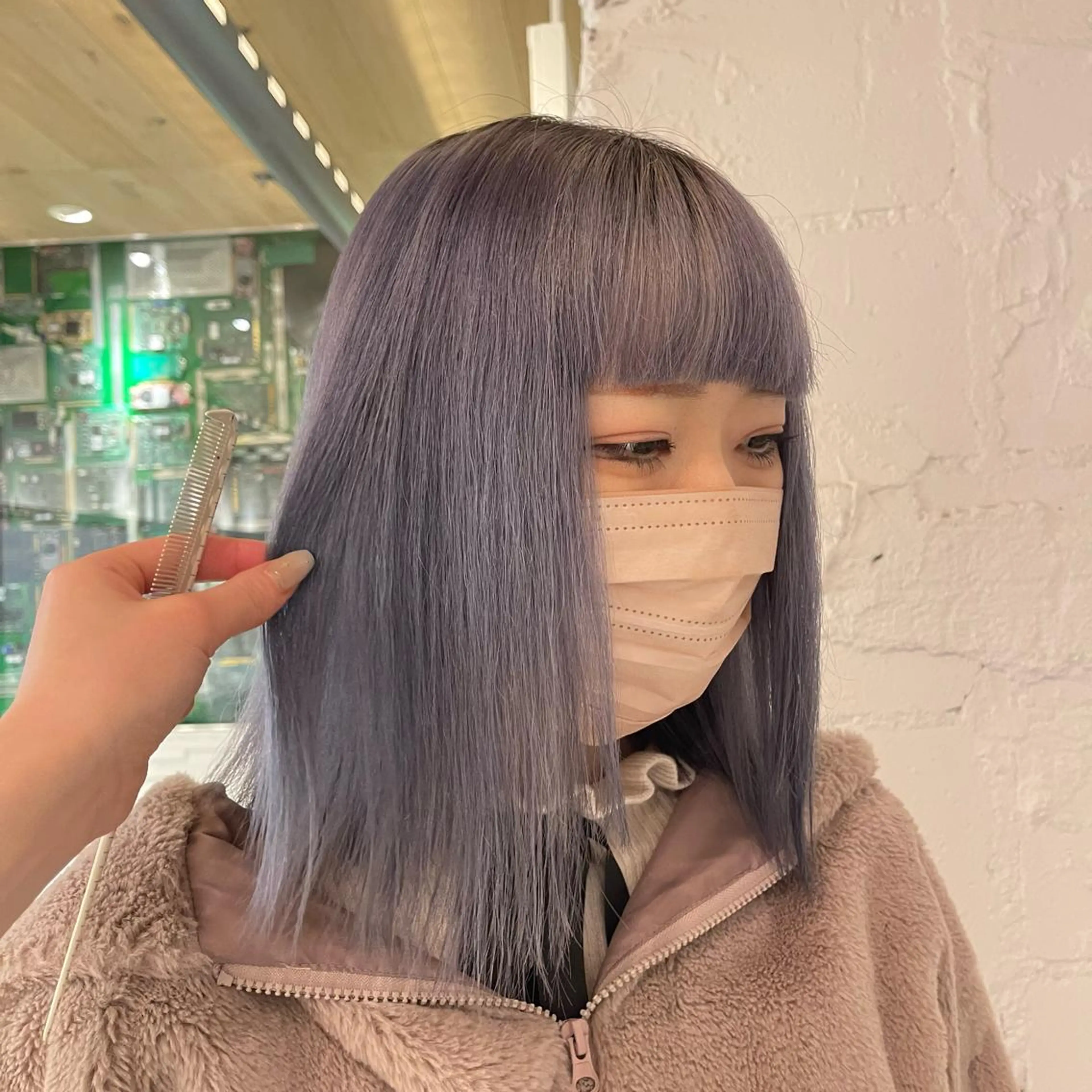 ミディアム カラー ヘアカラー トリートメント lunty miichiのヘアスタイル