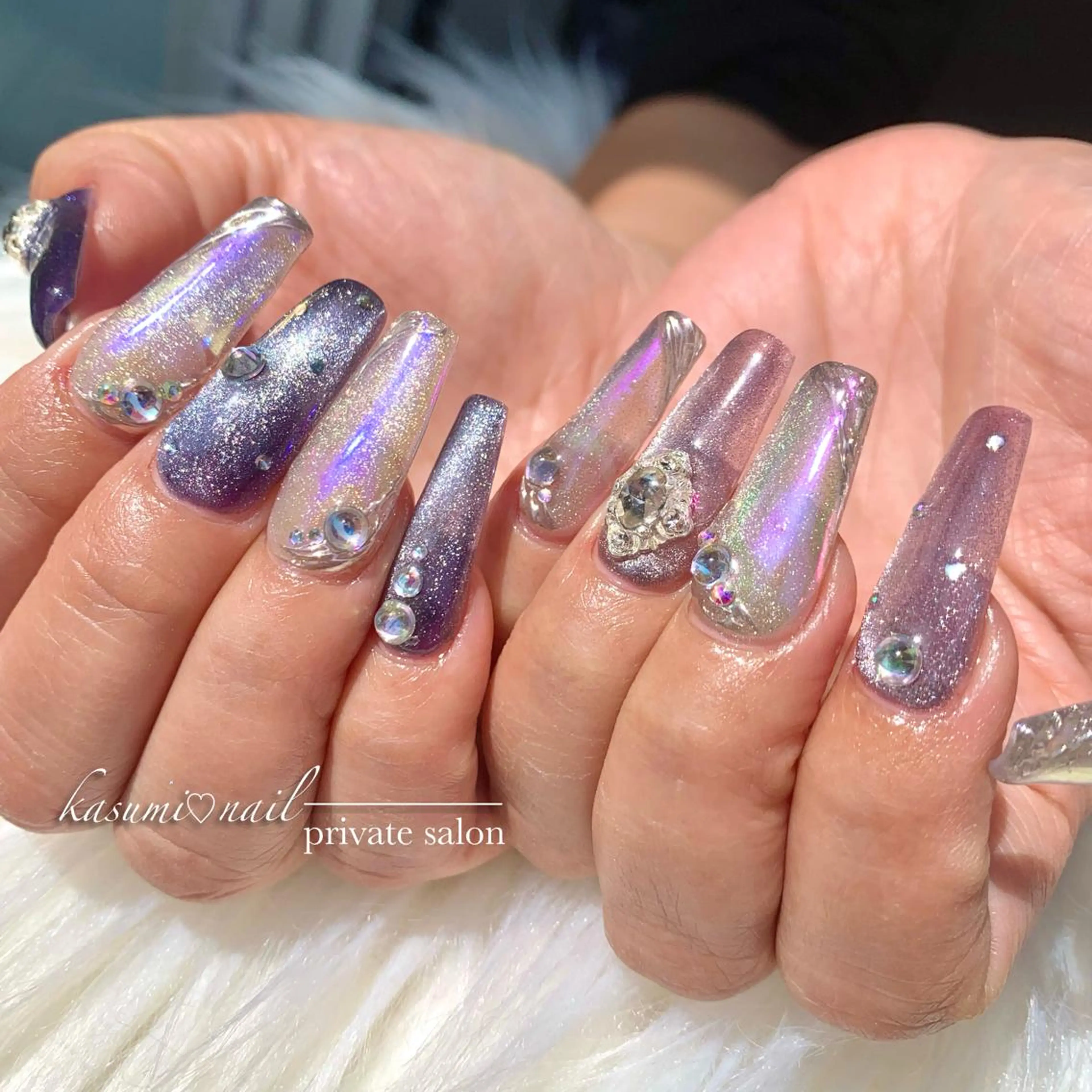 ネイル アートネイル フットネイル フレンチネイル ロングネイル マグネットネイル KASUMI♡ Nailのネイルデザイン