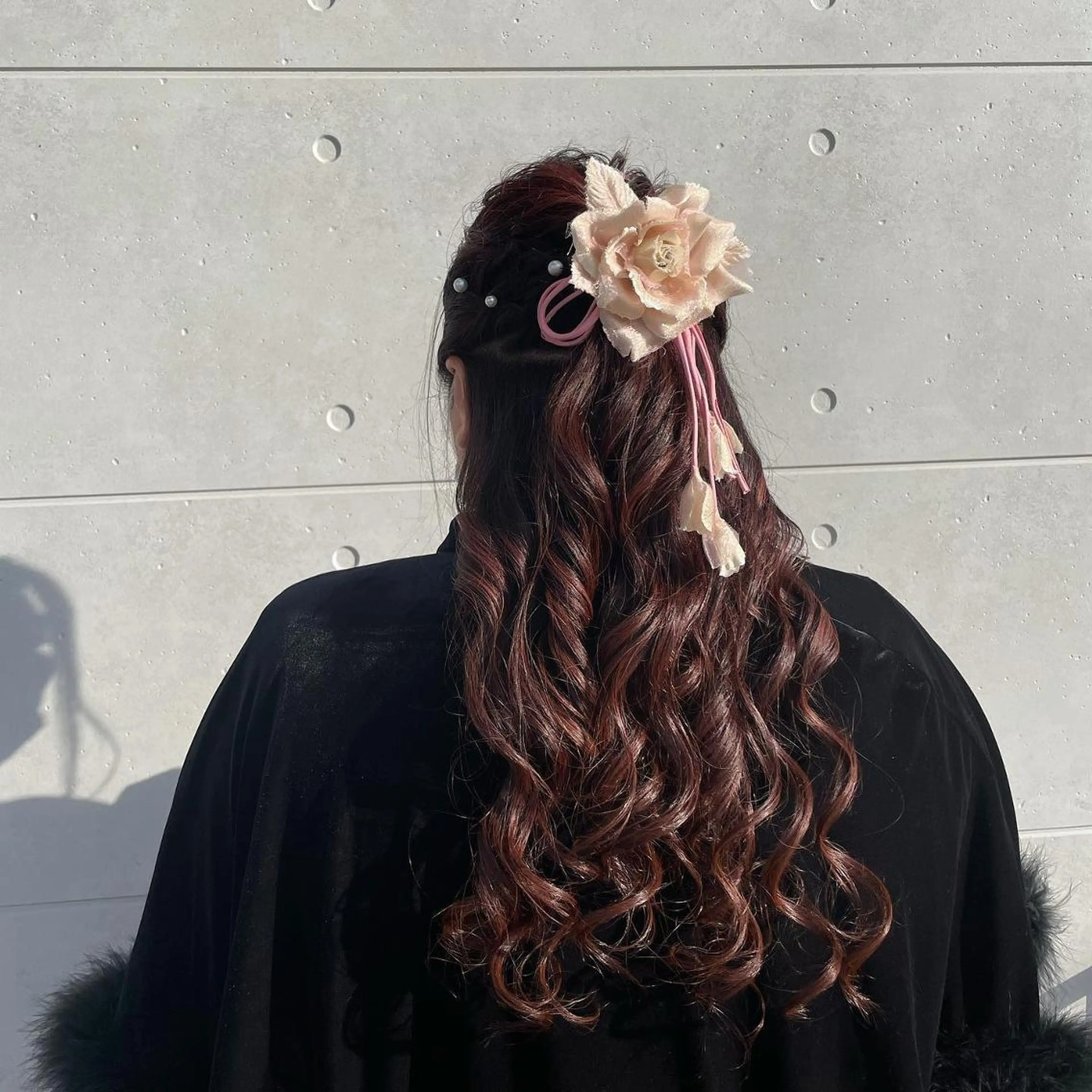 ミディアム カラー パーマ ヘアアレンジ メンズ キッズ マツエク・マツパ ハーフアップ 結婚式・ブライダル 子どものヘアアレンジ 結婚式・ブライダル sara 荒井店のヘアスタイル