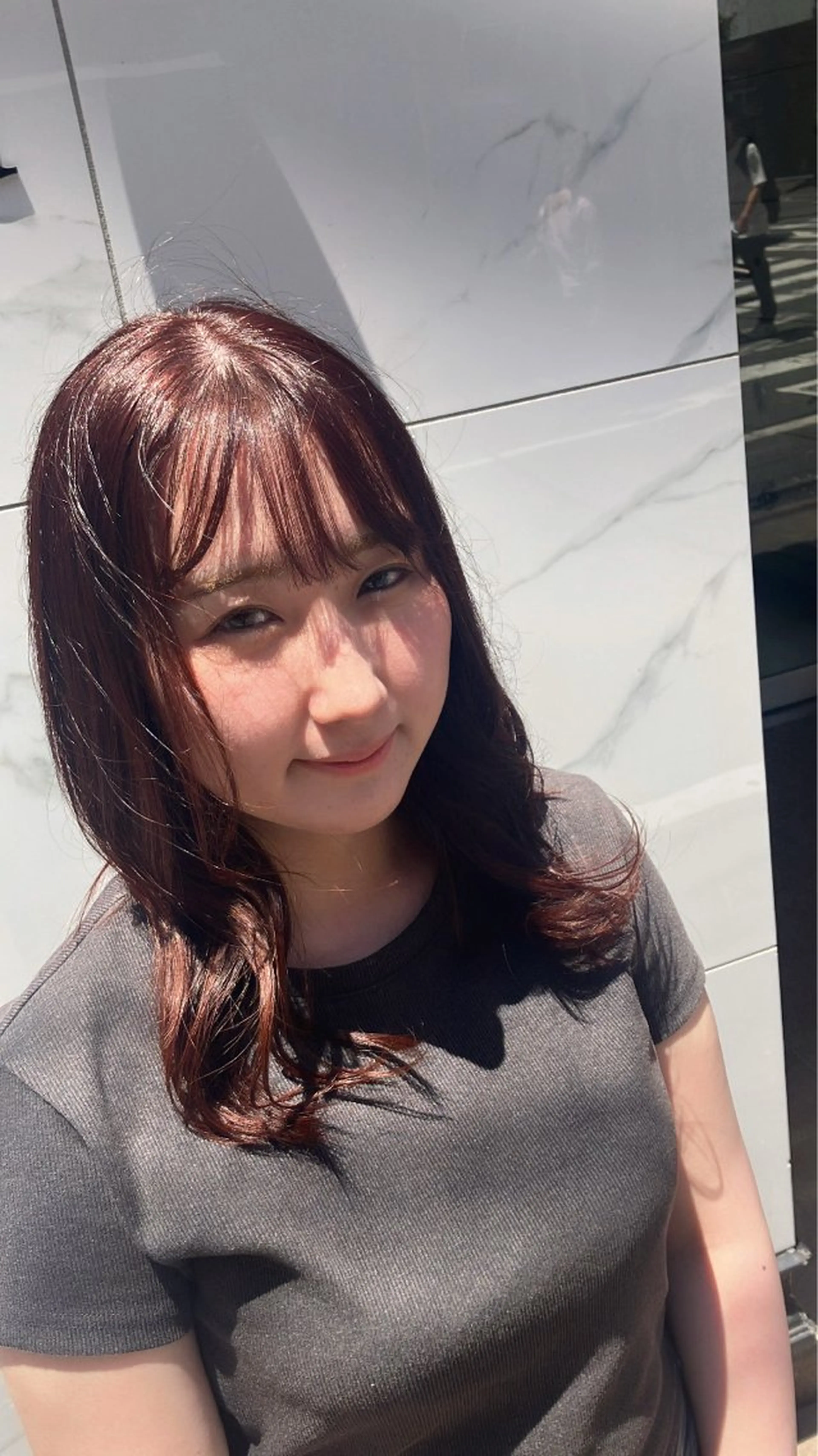 ロング カラー ブリーチ ブラウンカラー ブリーチなしカラー ピンクカラー ピンクブラウン 千葉 弥咲のヘアスタイル