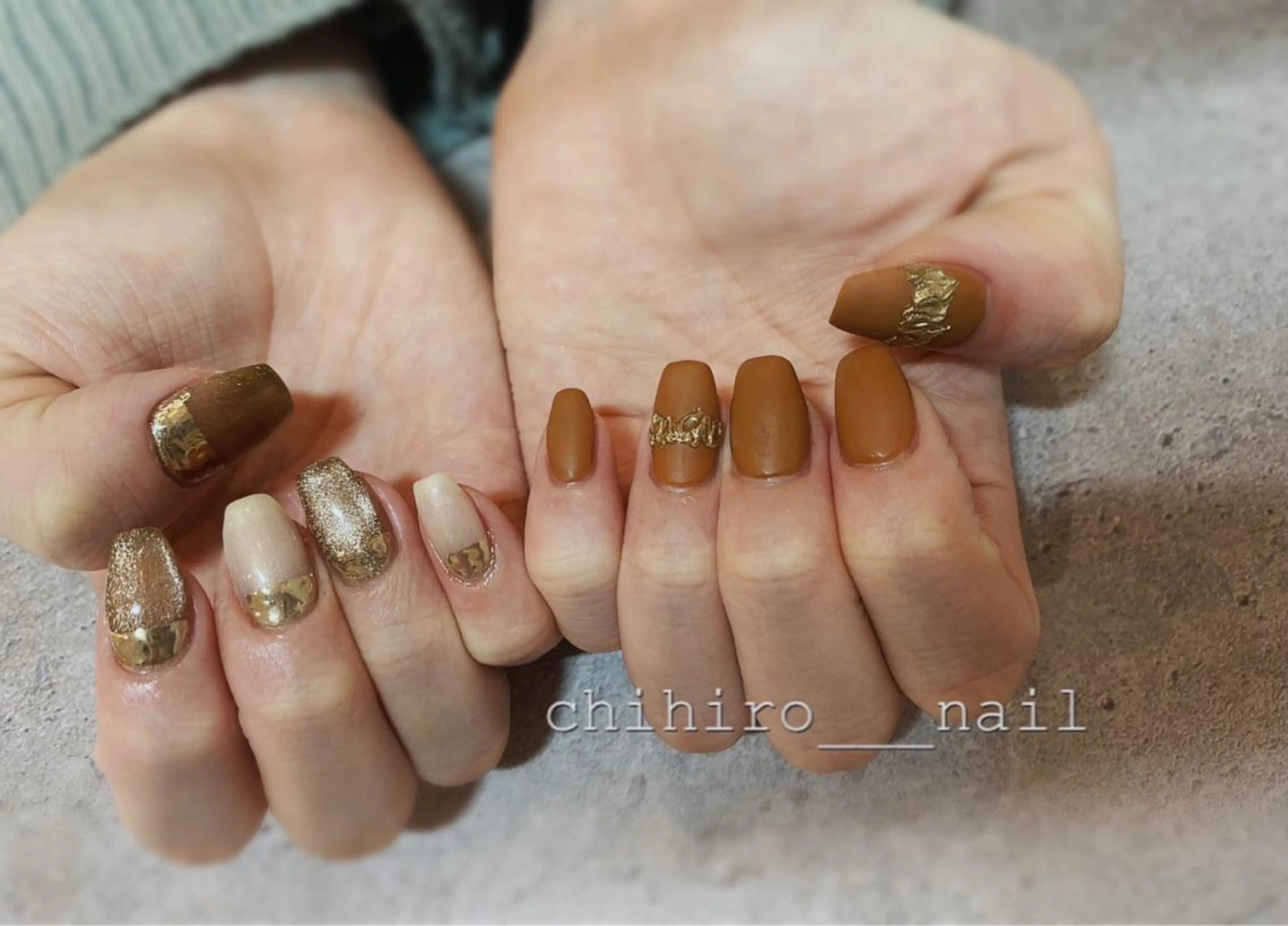 ロング カラー ネイル アートネイル フレンチネイル ジェルネイル マグネットネイル ニュアンスネイル ハンドネイル beauty salon ma'am所属・chihiro 小路ネイルのネイルデザイン