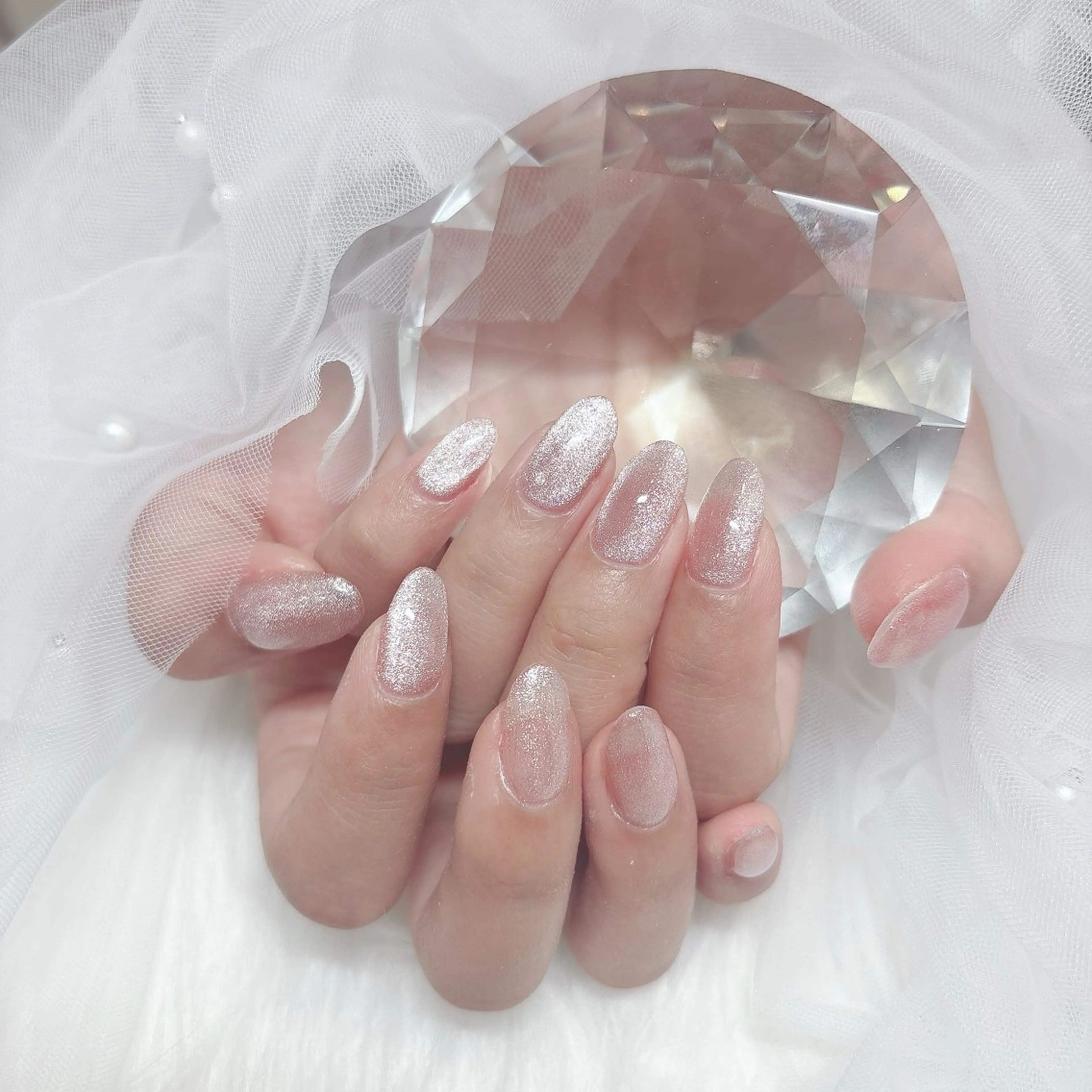 ネイル ジェルネイル キラキラネイル ラメ(グリッター) マグネットネイル ピンク ハンドネイル aba nail ♡ akuaのネイルデザイン