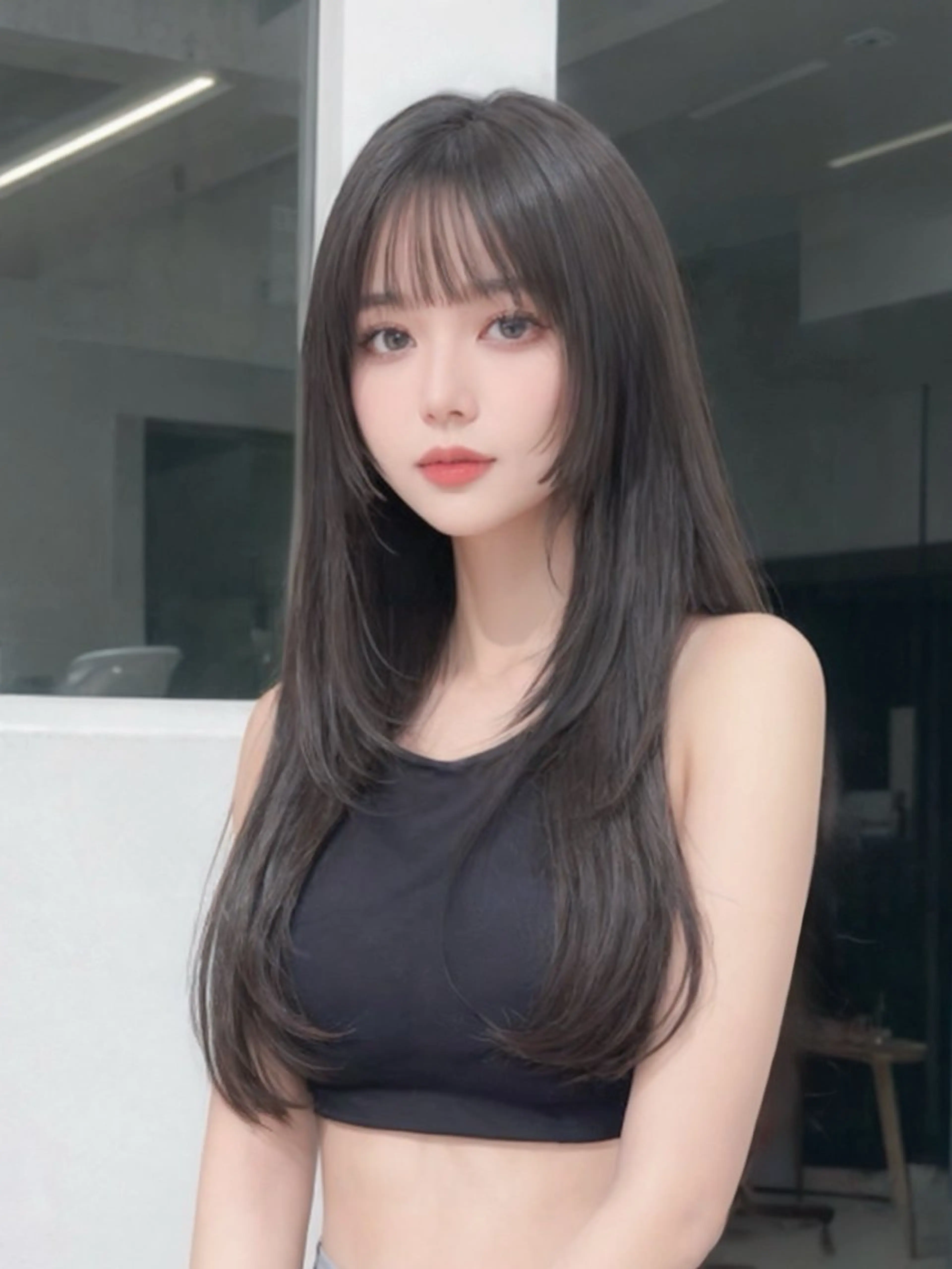 ロング カット ヘアカラー トリートメント シンタニ ナオトのヘアスタイル