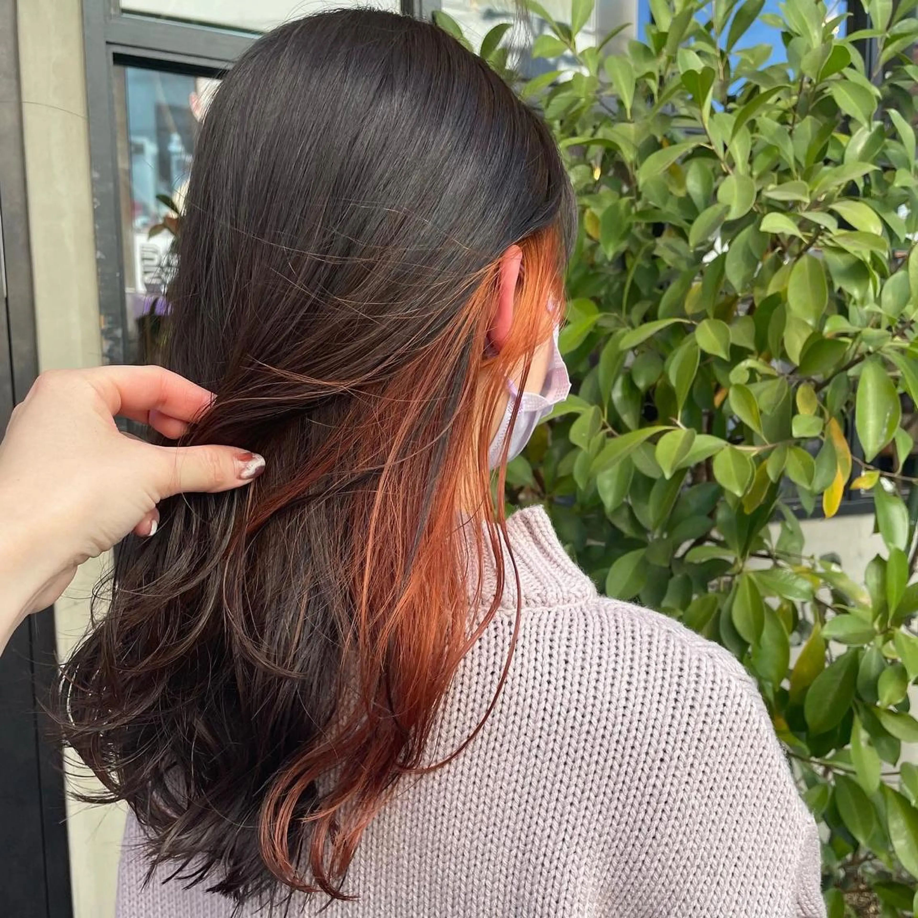ロング カラー オレンジ カット ヘアカラー トリートメント 竹内 春奈のヘアスタイル