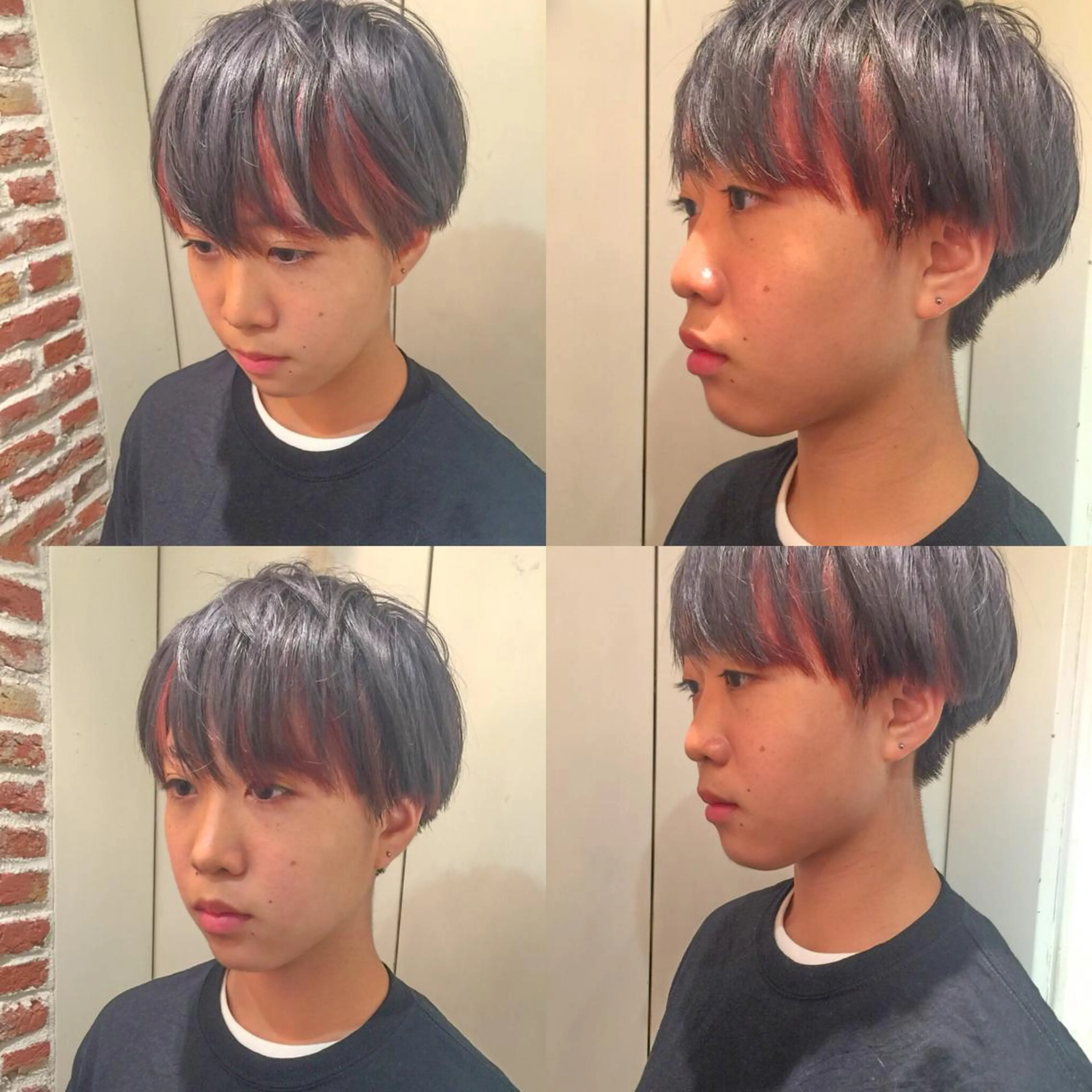 ショート カラー ダークグレー インナーカラー ショートヘア ヘアカラー ホワイト&レイヤーカ ットエクステ長畠俊輔のヘアスタイル