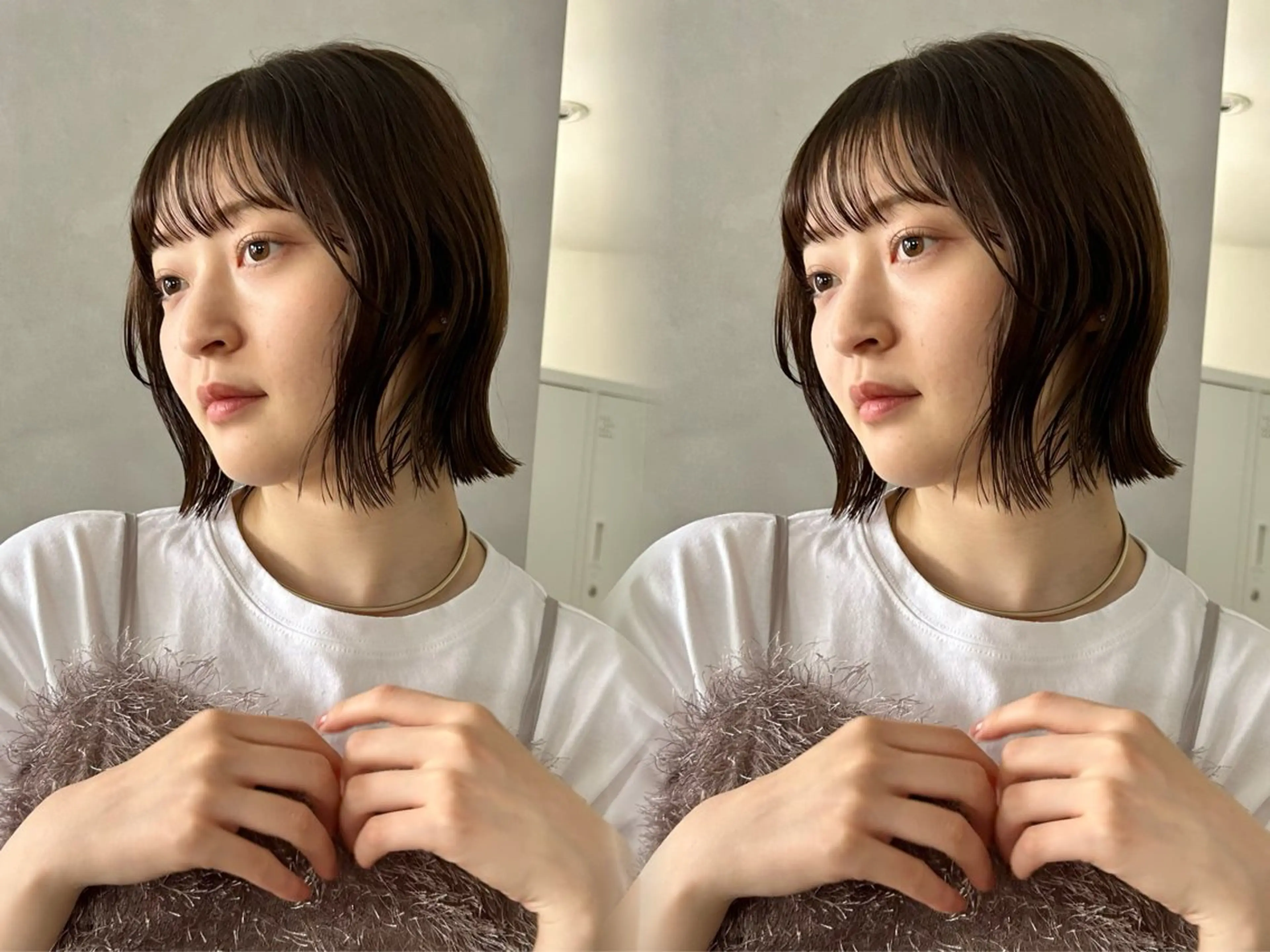 ミディアム カラー ボブ くびれヘア カット ヘアカラー 結べるくびれボブ/透 明感カラーtaigaのヘアスタイル