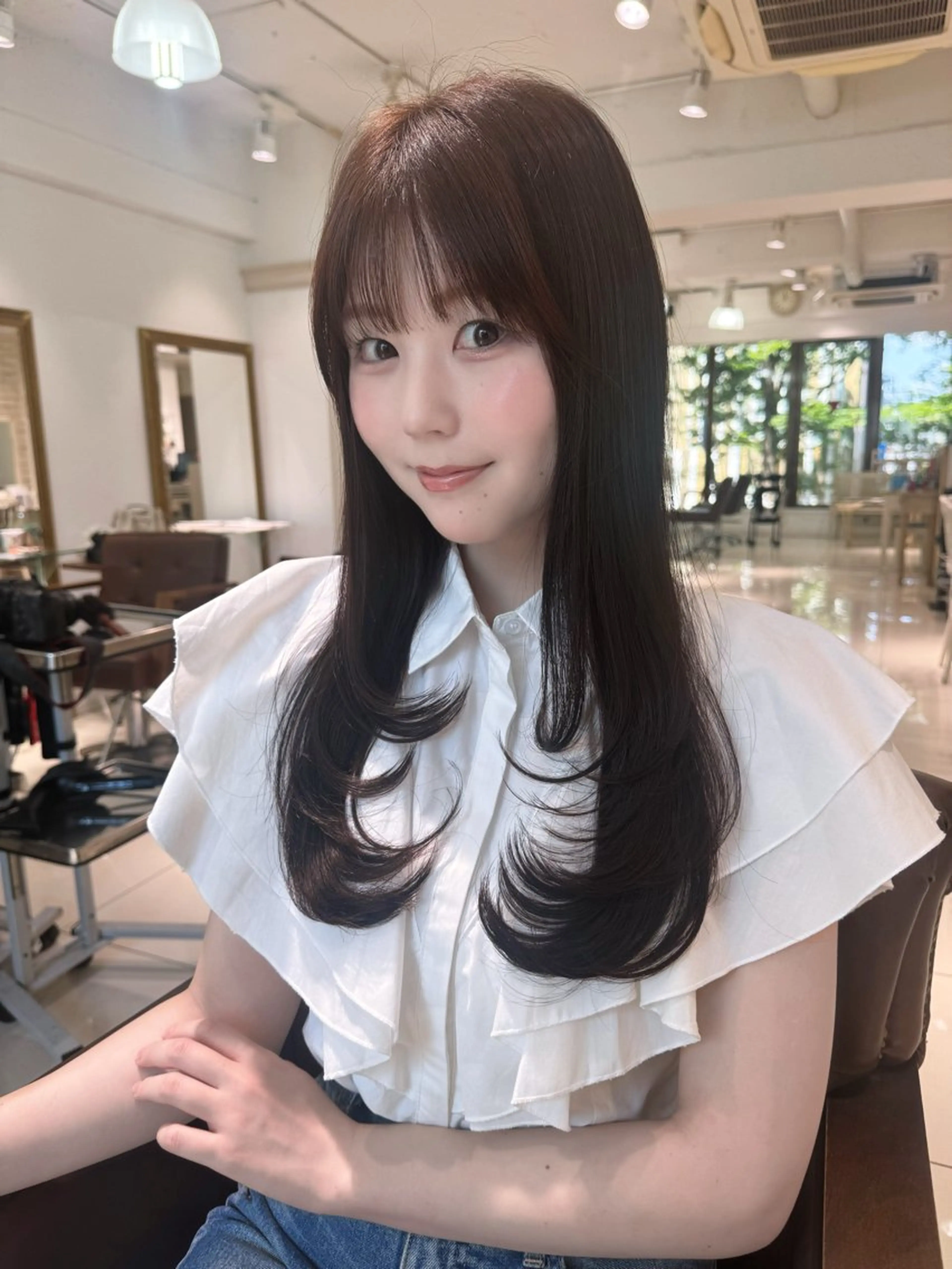 ロング カラー カット ヘアカラー トリートメント 富澤あゆみ/髪質改善 /透明感カラーのヘアスタイル