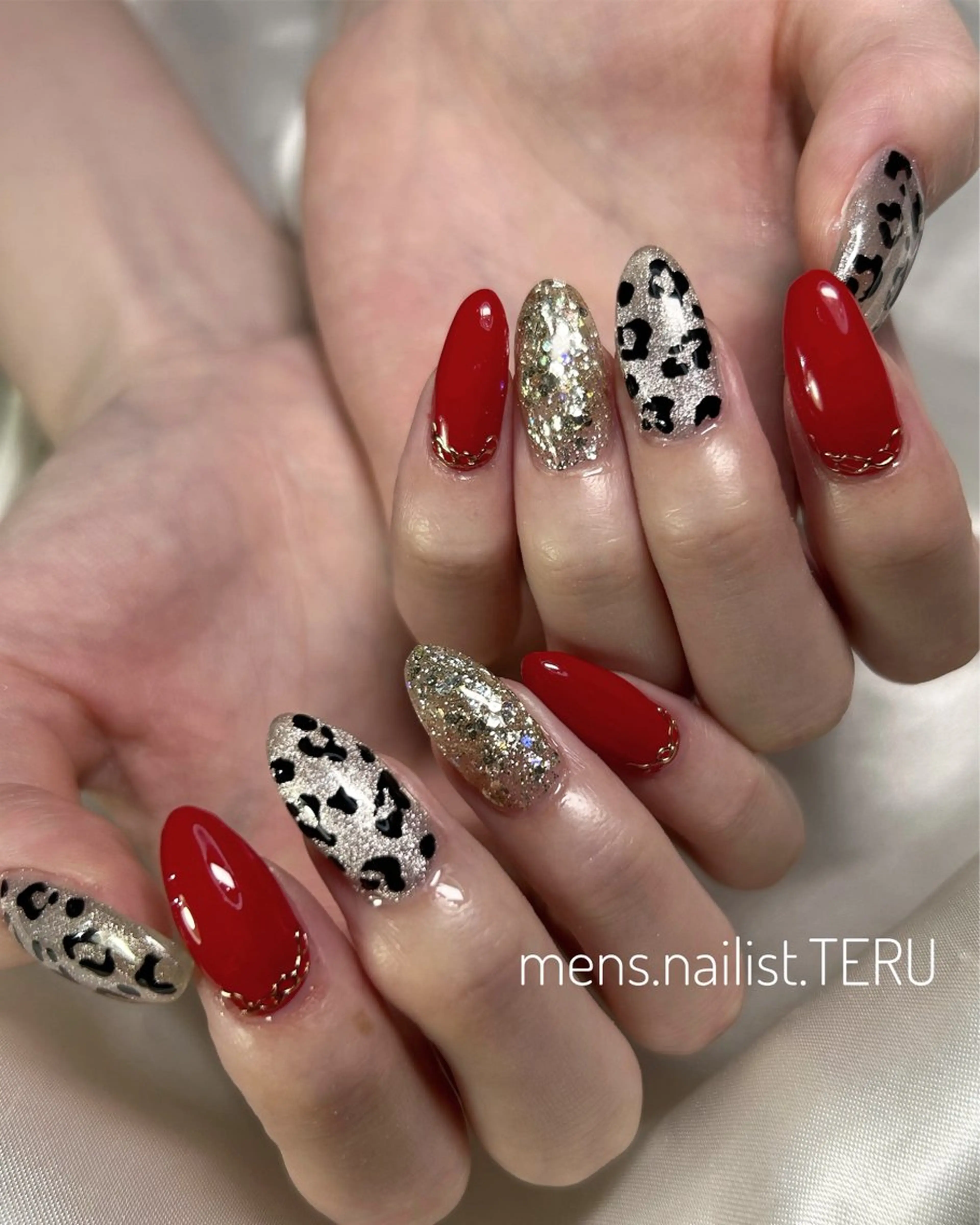 ネイル アニマル柄 ボルドー マグネットネイル メンズネイル nail salon ETERNAL所属・メンズネイリスト TERUのネイルデザイン