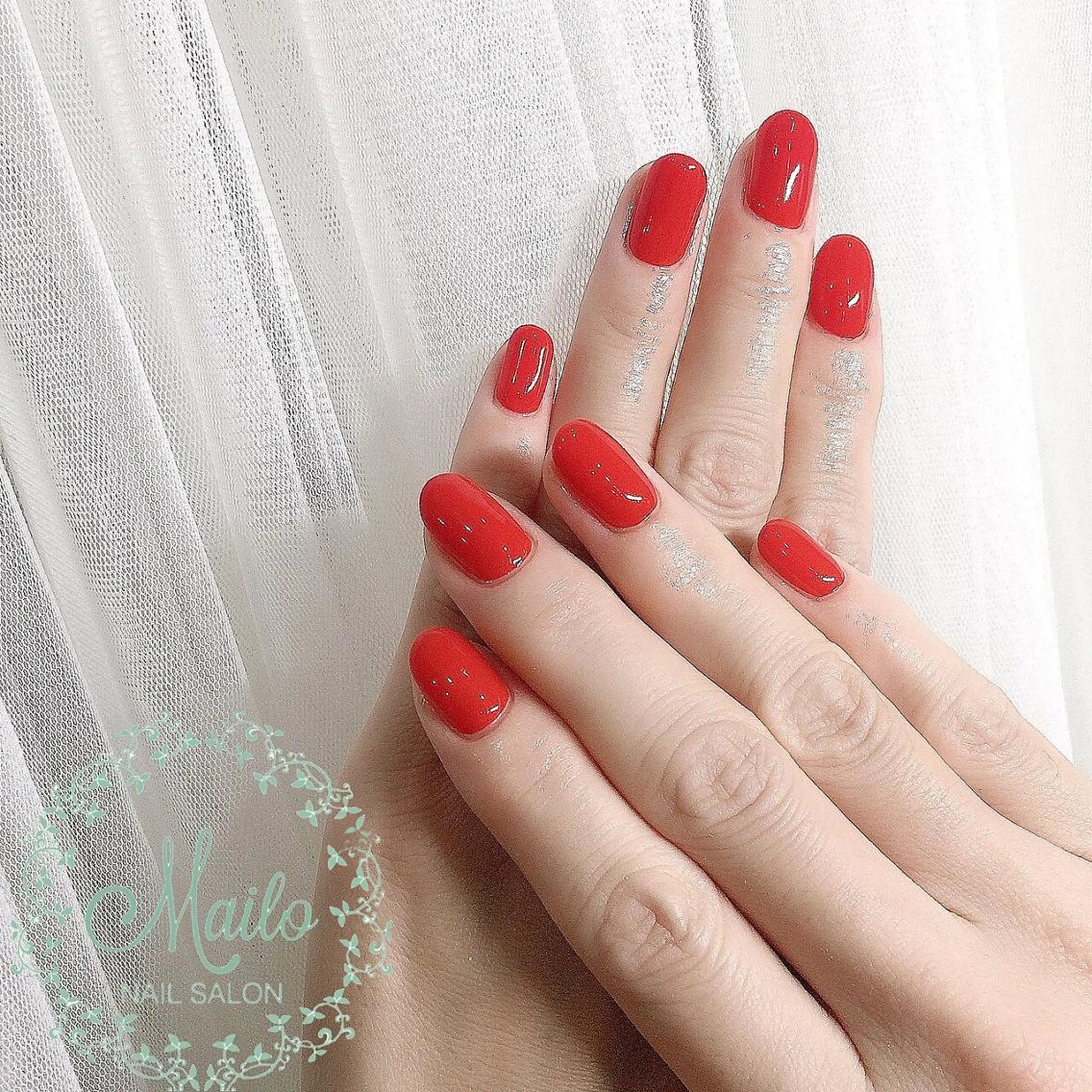 ネイル アートネイル 長さ出し ワンカラーネイル 赤色 スカルプネイル Y&Y Nail Salonのネイルデザイン