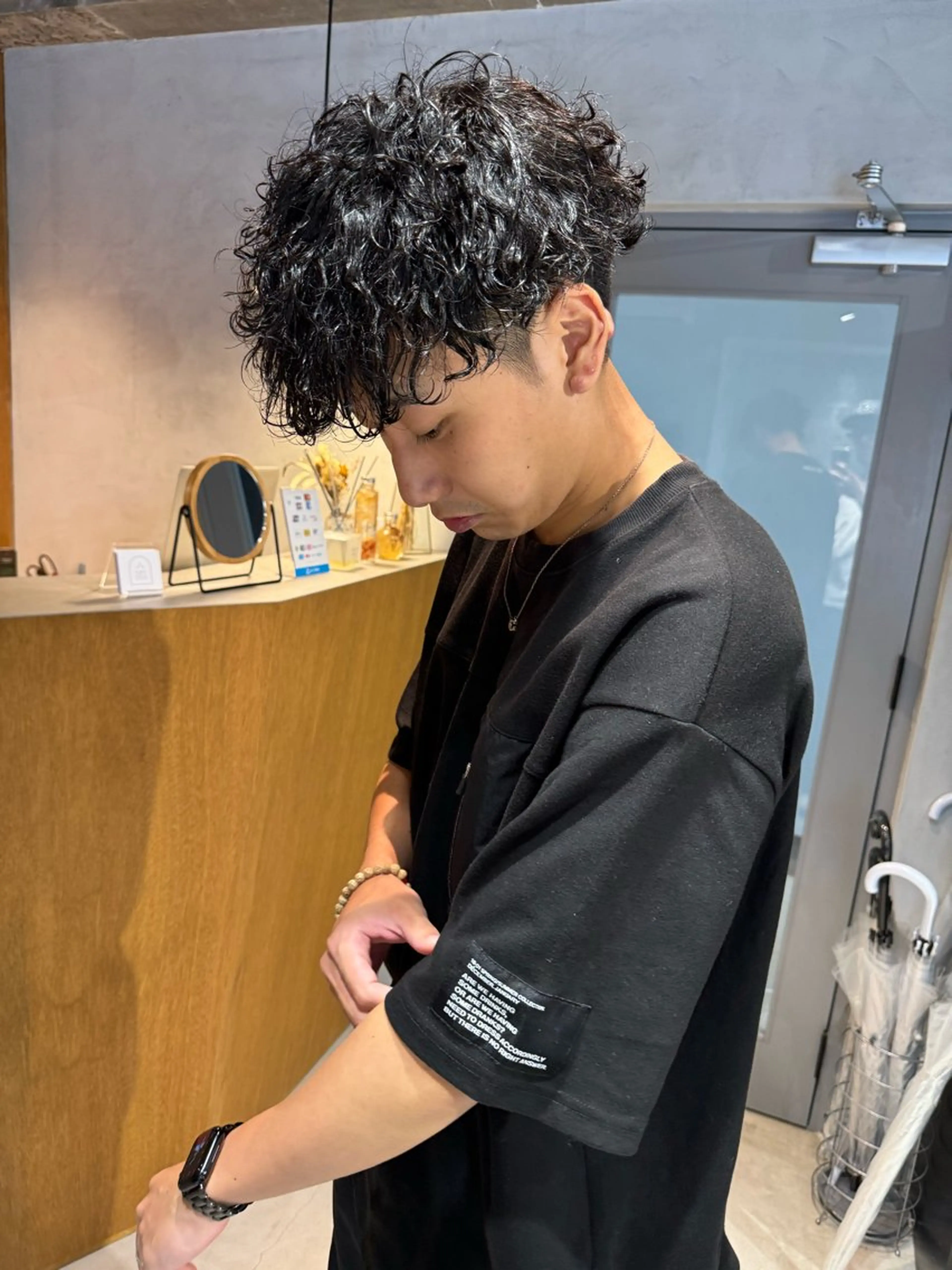 ミディアム カラー パーマ ヘアアレンジ メンズ カット パーマ メンズ特化 しゅうへいのヘアスタイル