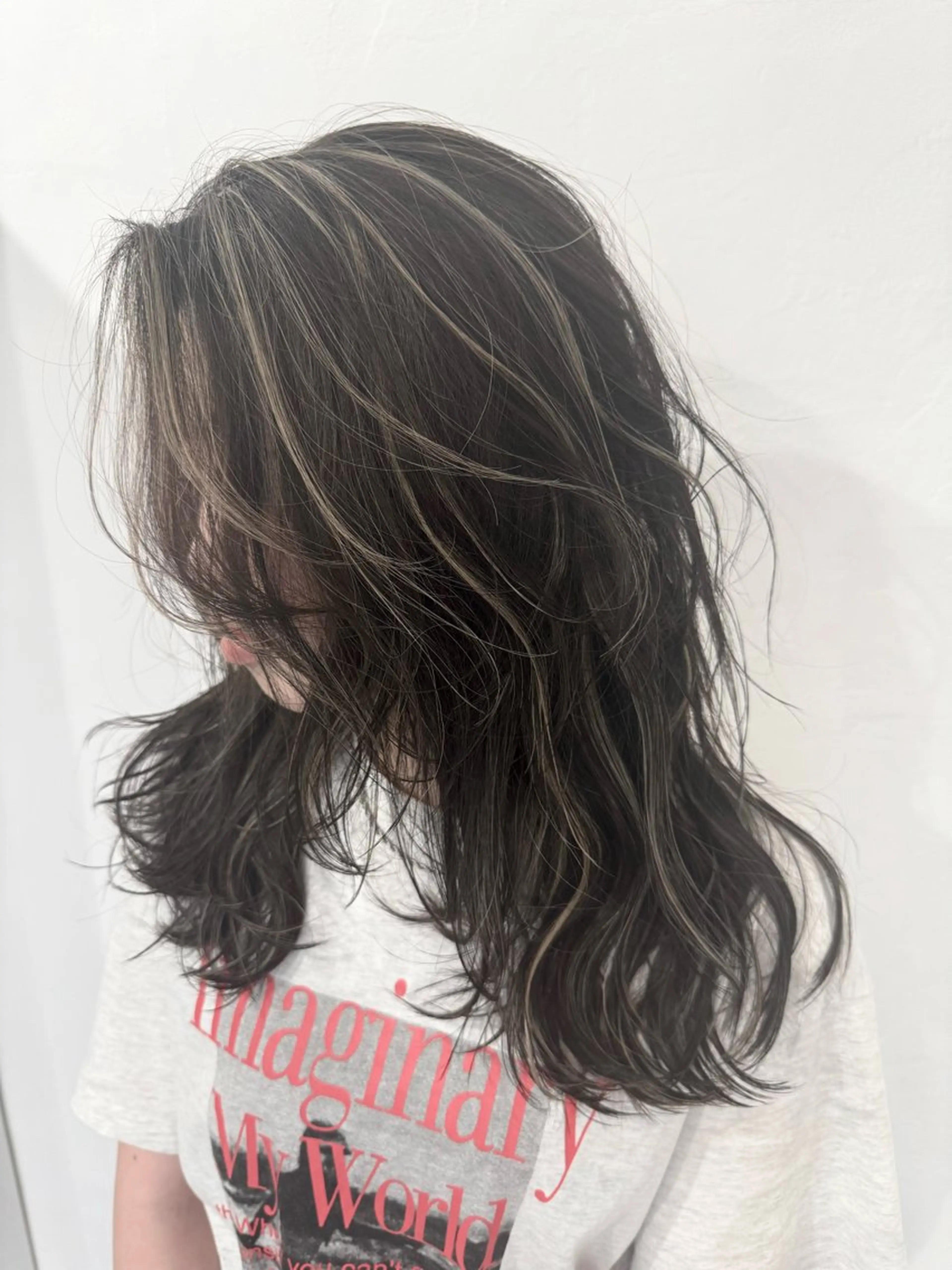 ロング カラー ハイライトカラー ハイライト カット ヘアカラー 阪本祥樹/ハイライト /バレイヤージュのヘアスタイル