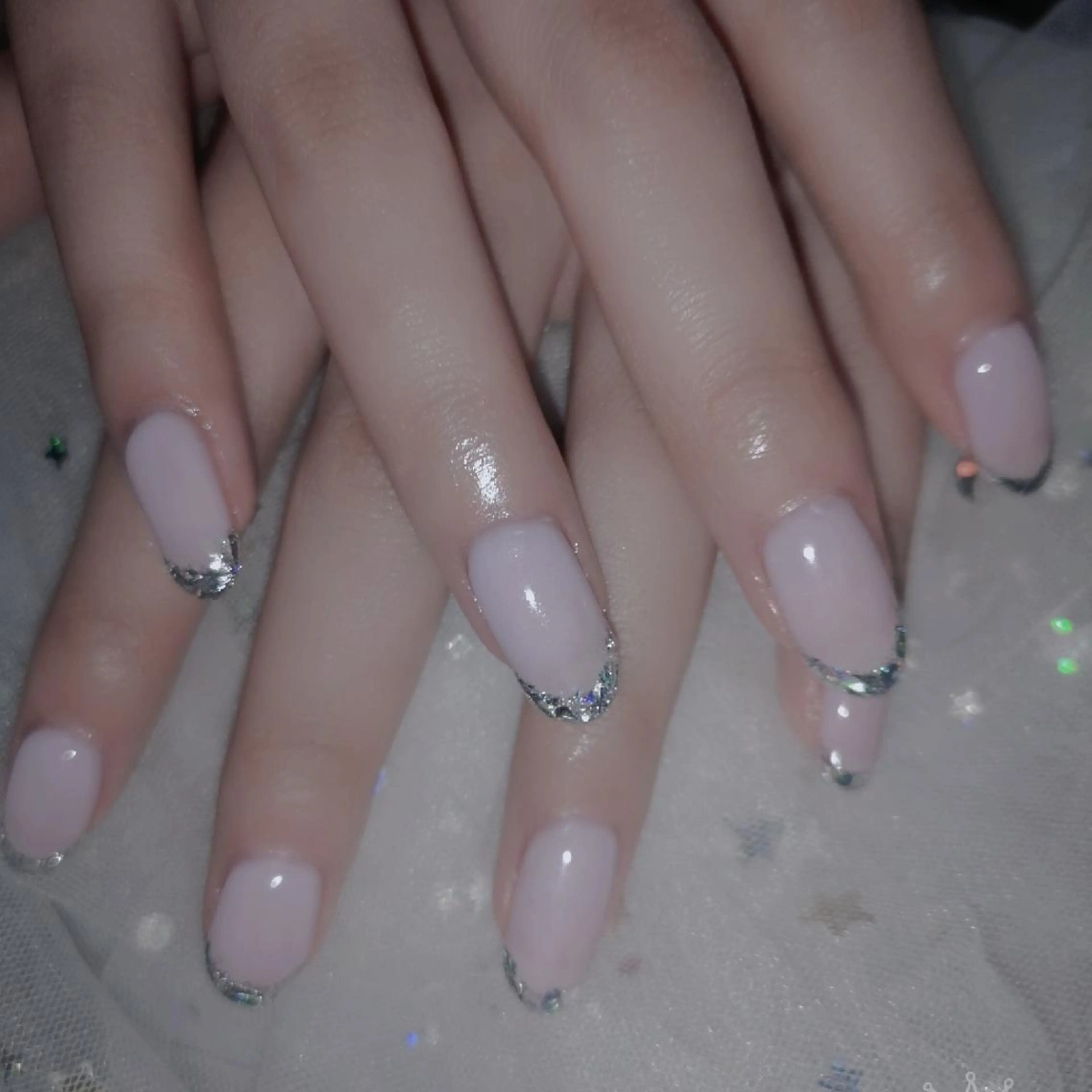 セミロング ネイル ネイリストゆか💅 長さだし、深爪矯正のネイルデザイン
