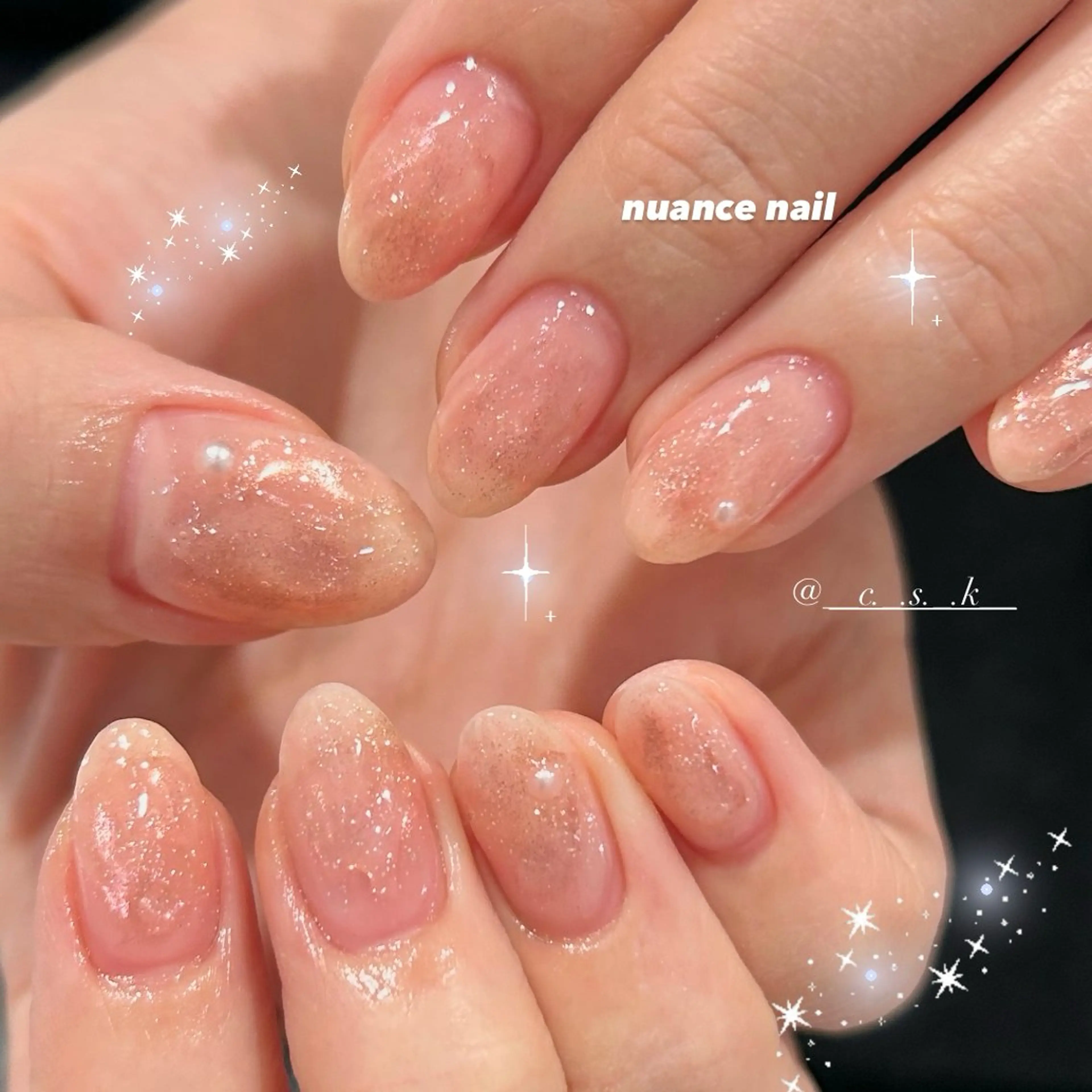 ネイル ニュアンスネイル ピンク ハンドネイル 🎀チーク/ちゅるん 🫧chisa🎀のネイルデザイン