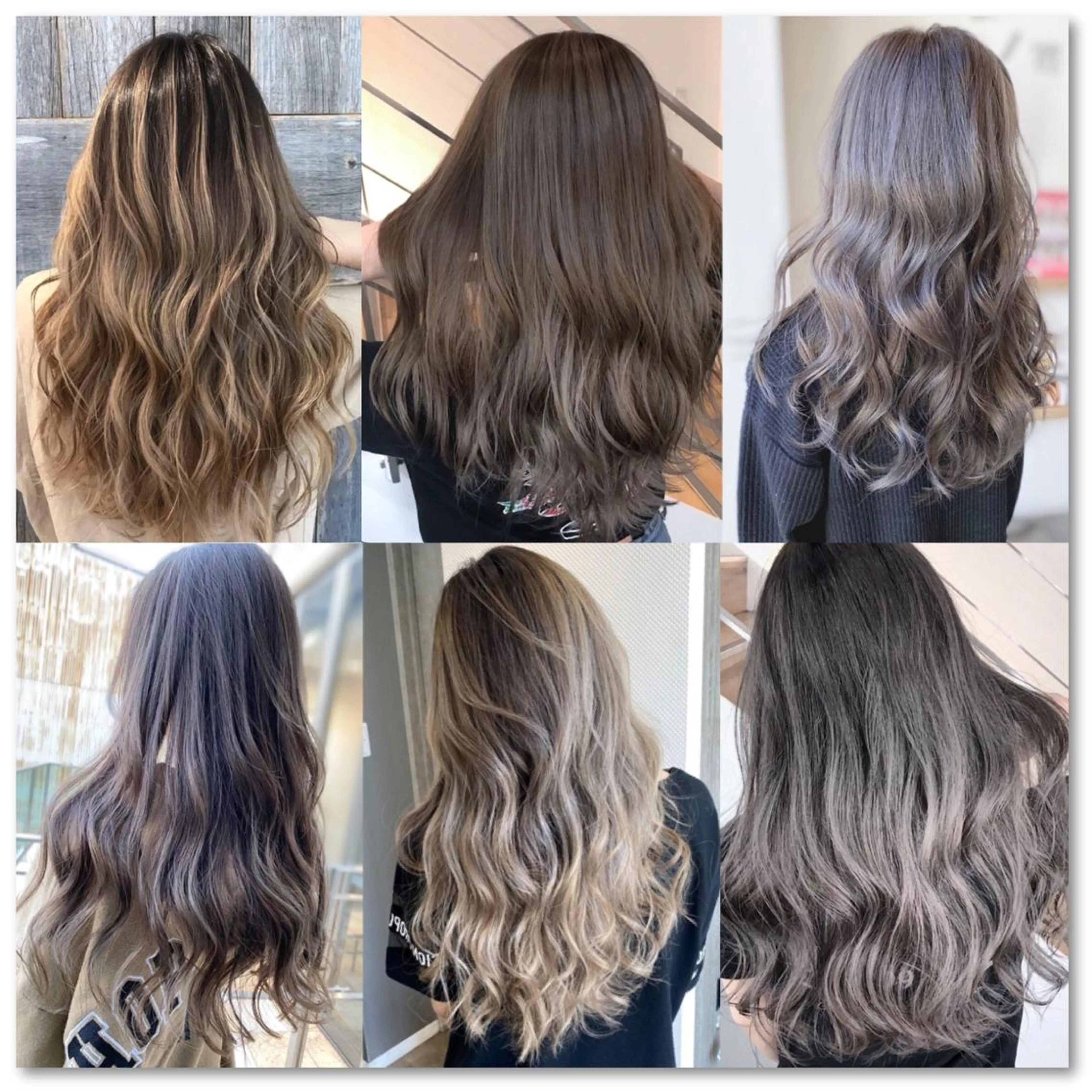 カラー ロング アッシュ アッシュブラウン バレイヤージュ ベージュカラー 黒髪 N° rico 名駅のヘアスタイル