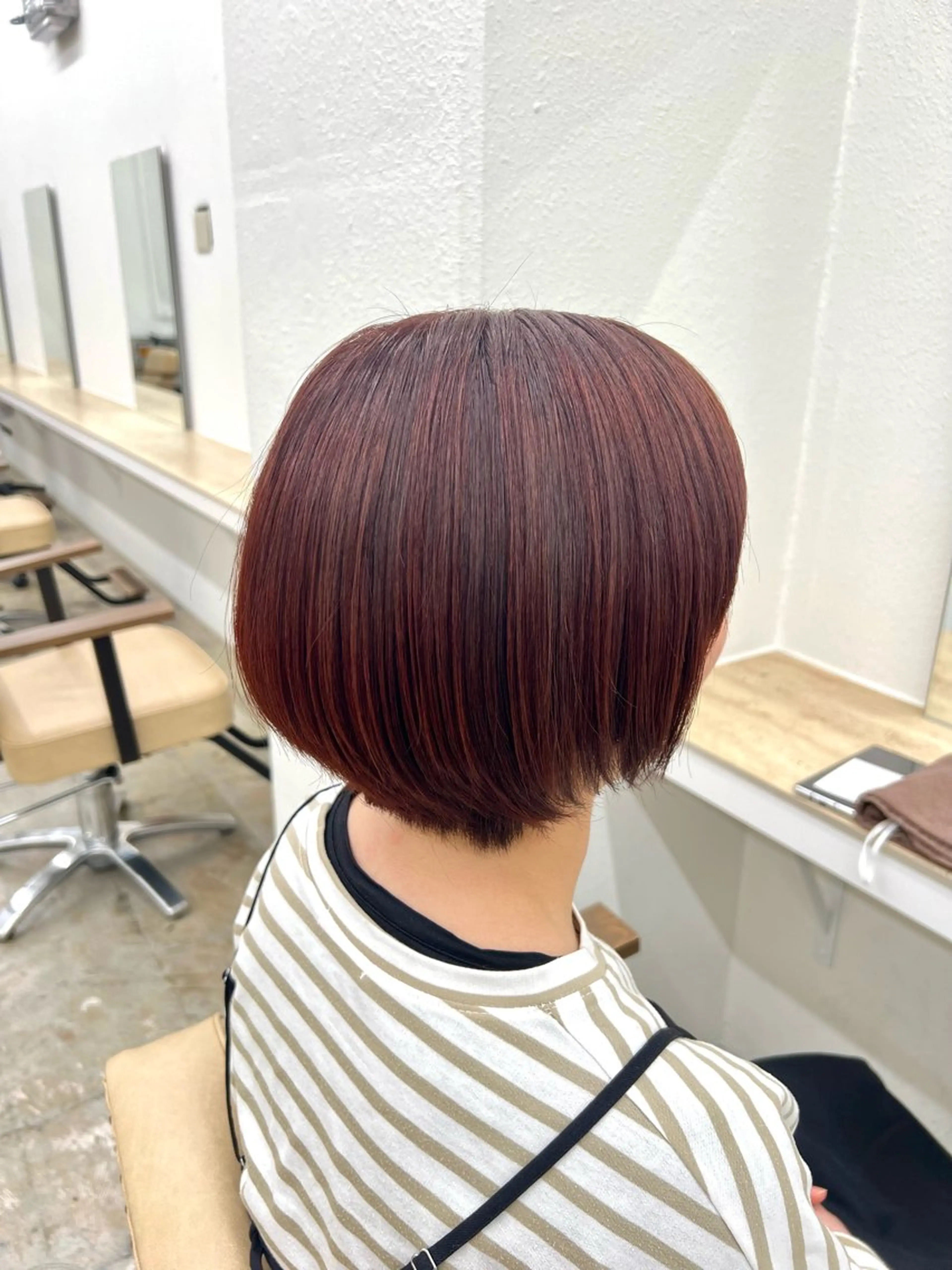 ショート カラー ブリーチ ブラウンカラー ブリーチなしカラー レッドカラー レッドブラウン ブリーチカラー🦋‪ 田中さくらのヘアスタイル