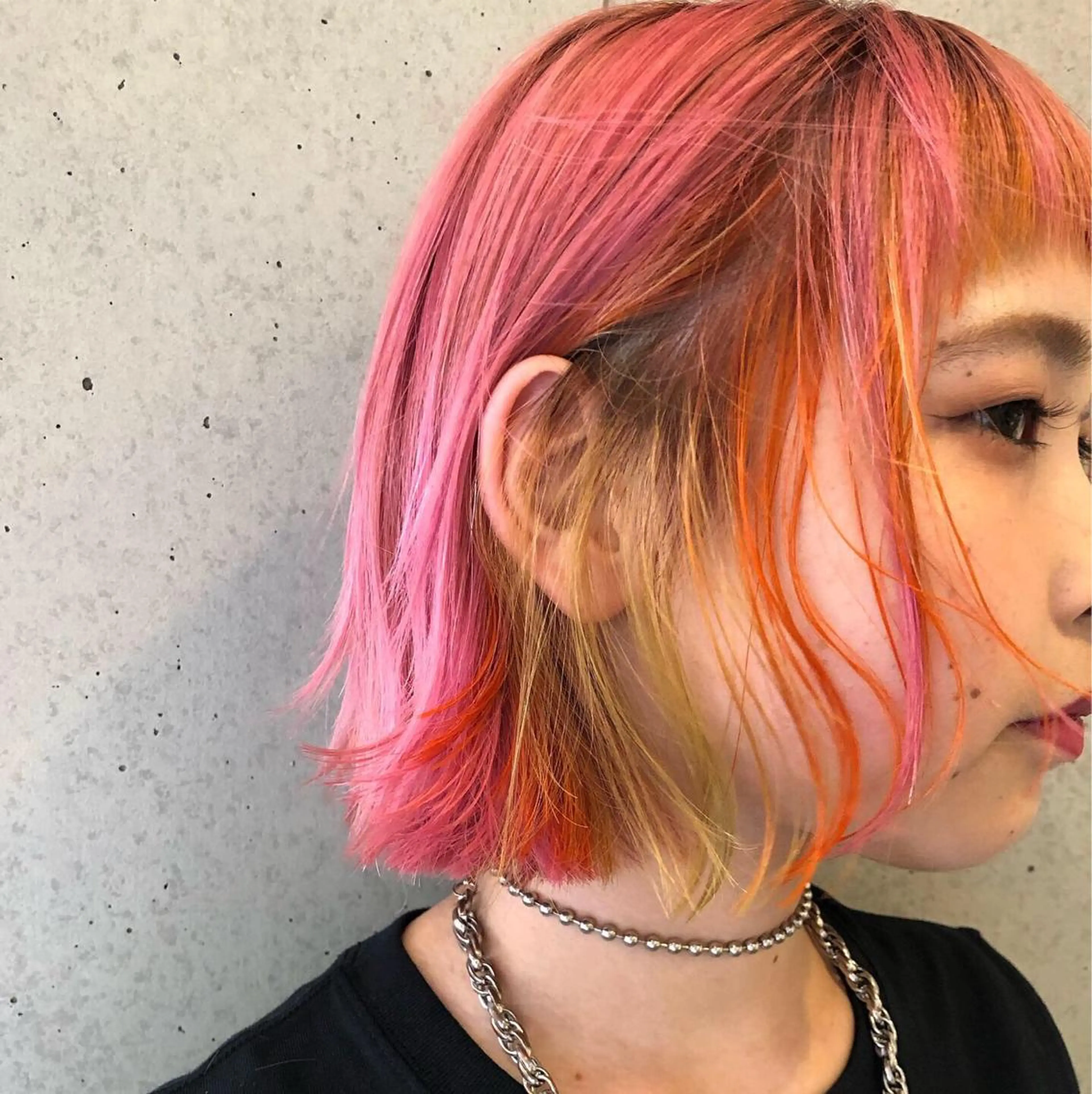 ミディアム カラー デザインカラー 松本 明日可のヘアスタイル
