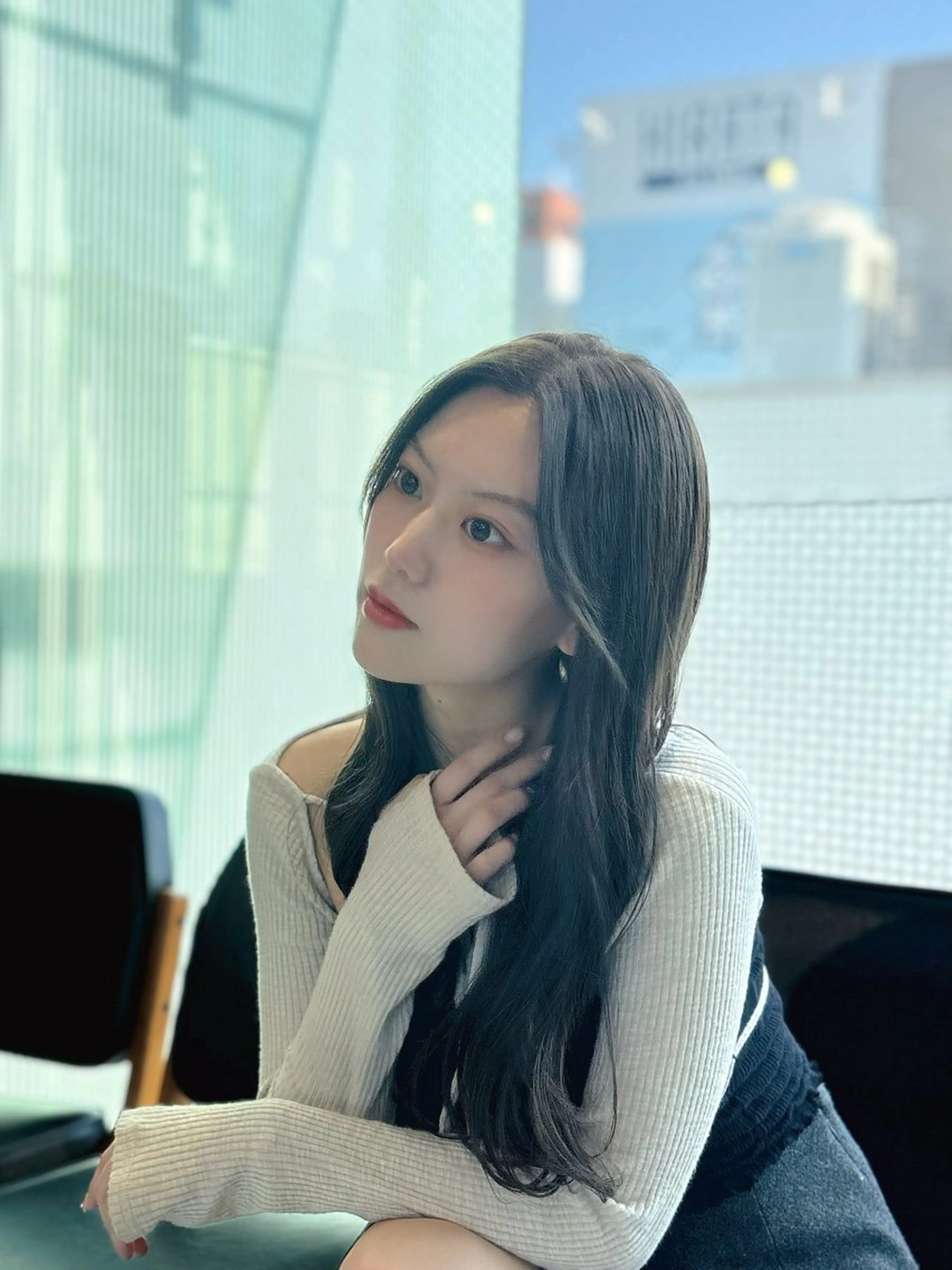 セミロング カラー パーマ レイヤー/グレージュ 赤み消し/コウスケのヘアスタイル