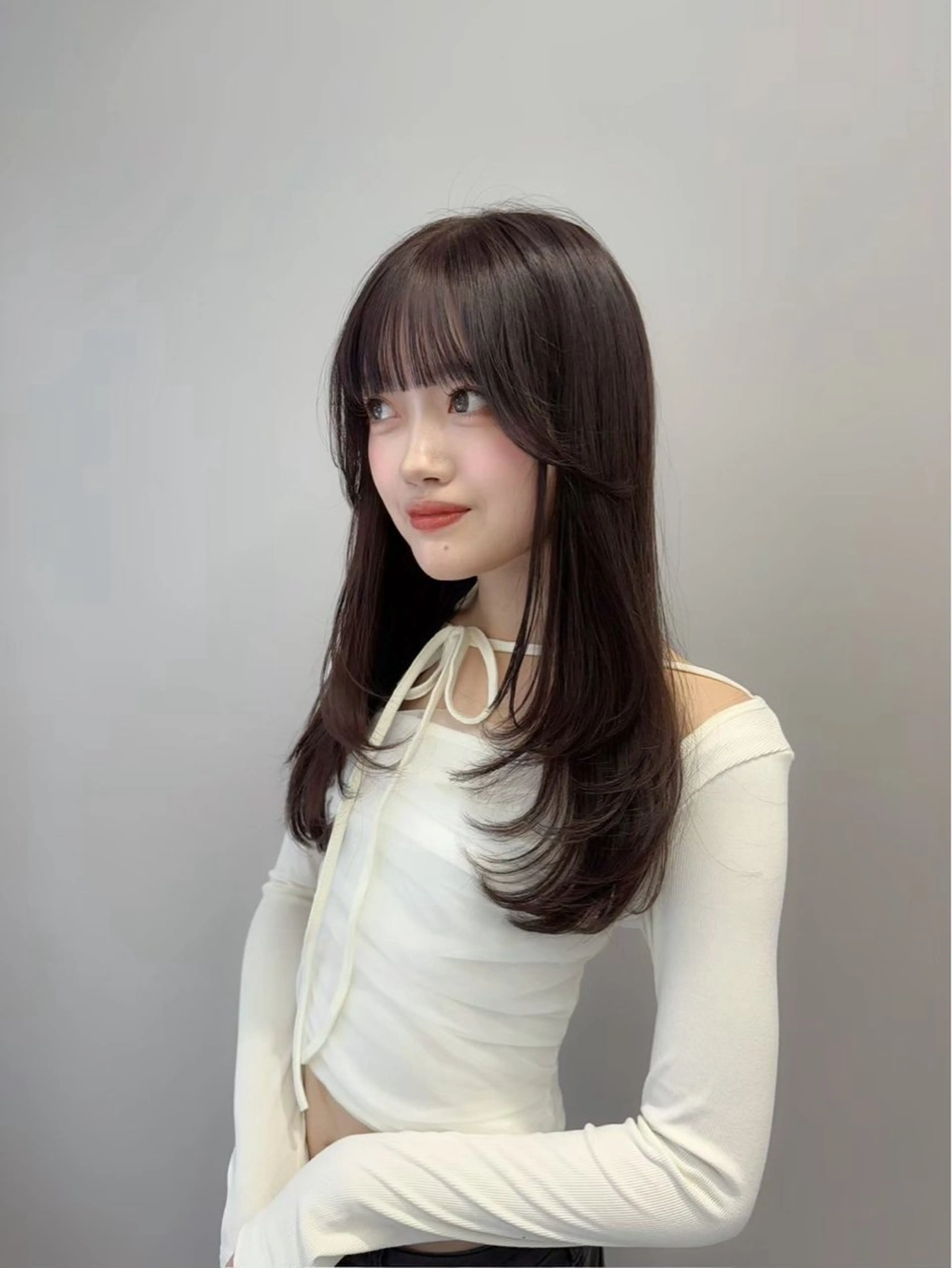 ロング ボブ ハッシュカット 髪質改善 韓国風ヘア レイヤーカット 🍀立川／ブリーチ ／@m1_16o🍀のヘアスタイル