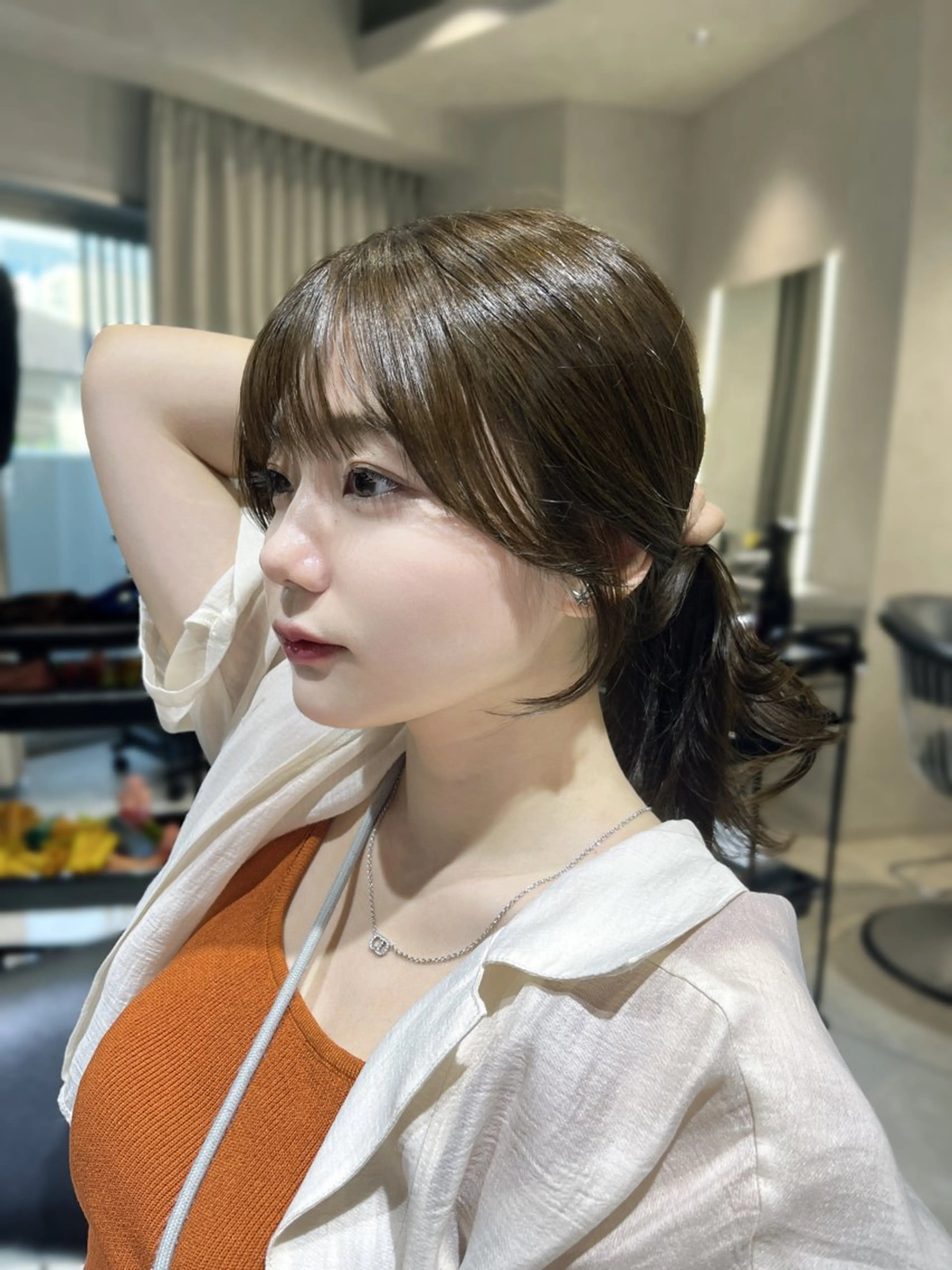 セミロング カラー MITSUKI🤍 モテ髪×韓国レイヤーのヘアスタイル