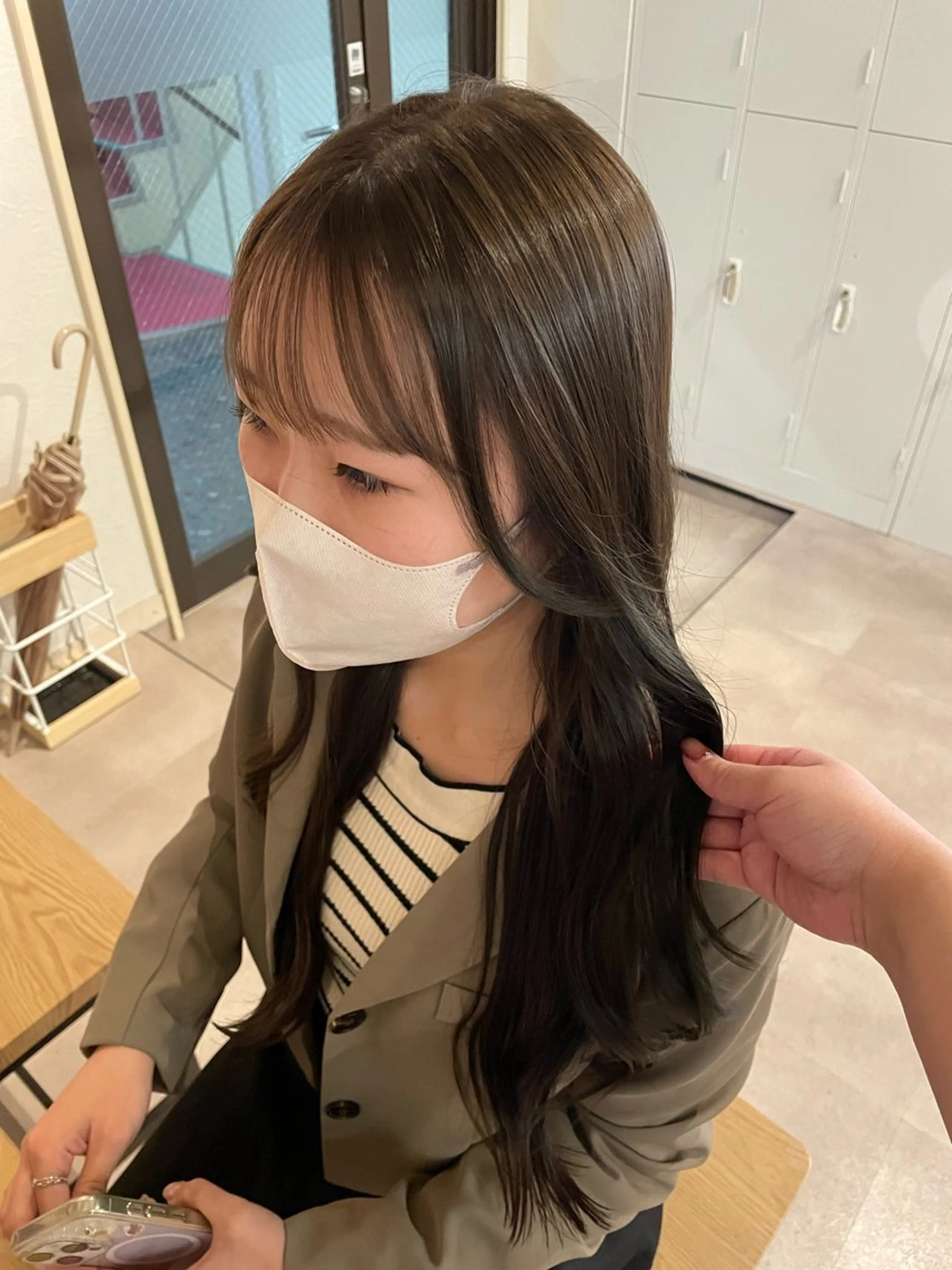 ロング カラー グレージュ オリーブグレージュ オリーブグレー ヘアカラー トリートメント ボブ/透明感カラー /nicoのヘアスタイル