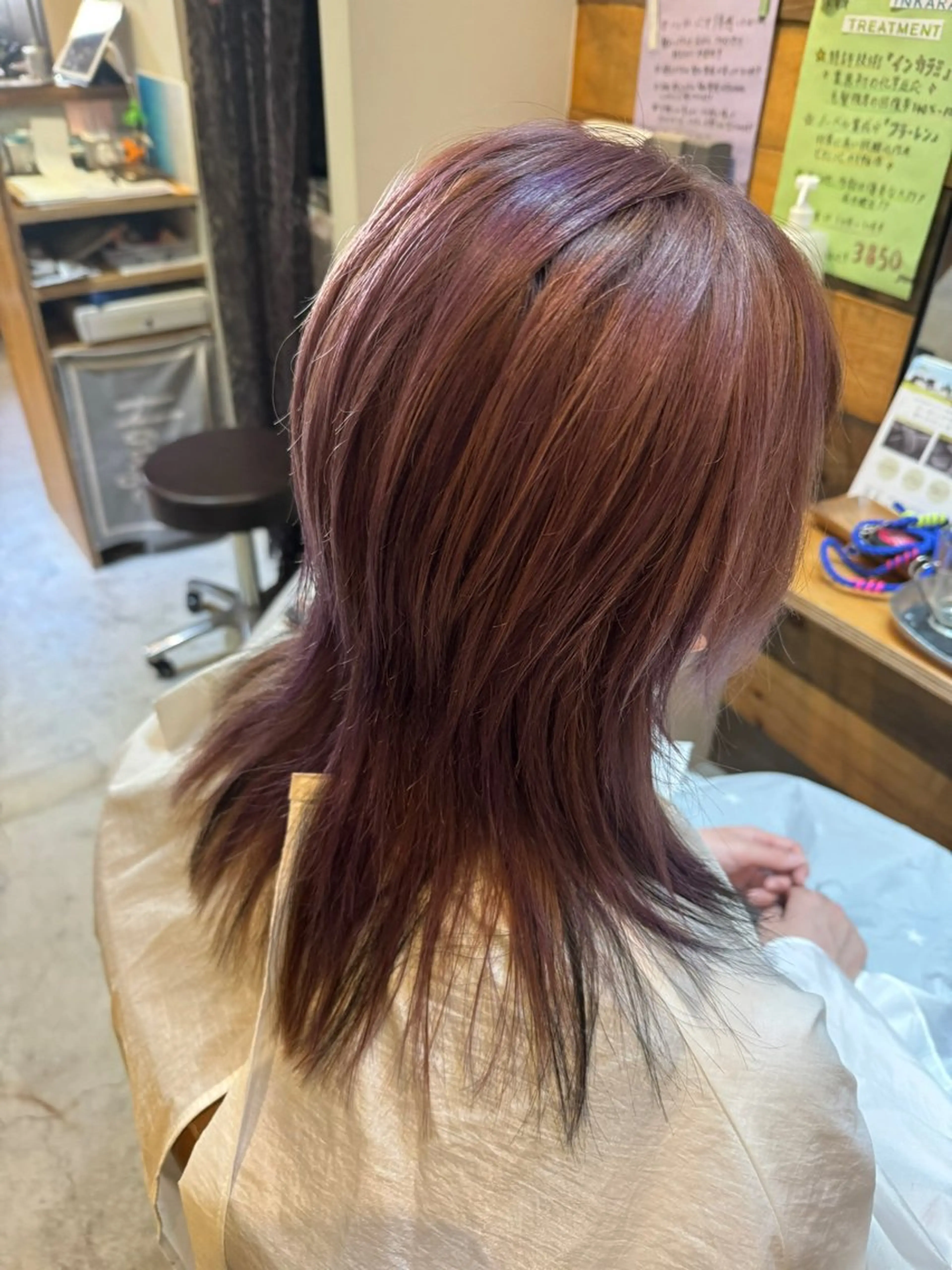 ミディアム カラー ベージュカラー ピンクカラー ピンクベージュ Hair Make  feel   フィール所属・森下 麻美子のマツエク・マツパデザイン